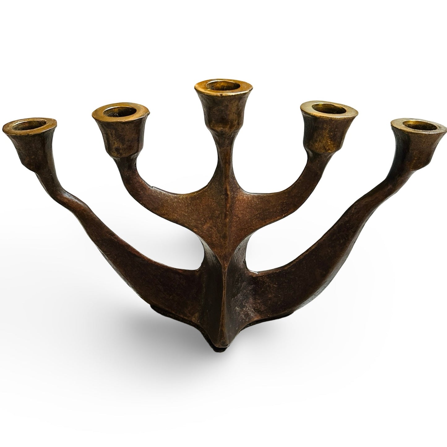 Horst Dahlbeck Brutalist Bronze Kerzenständer 1960er mit Gilde Aufkleber und Filzboden in sehr gutem Zustand