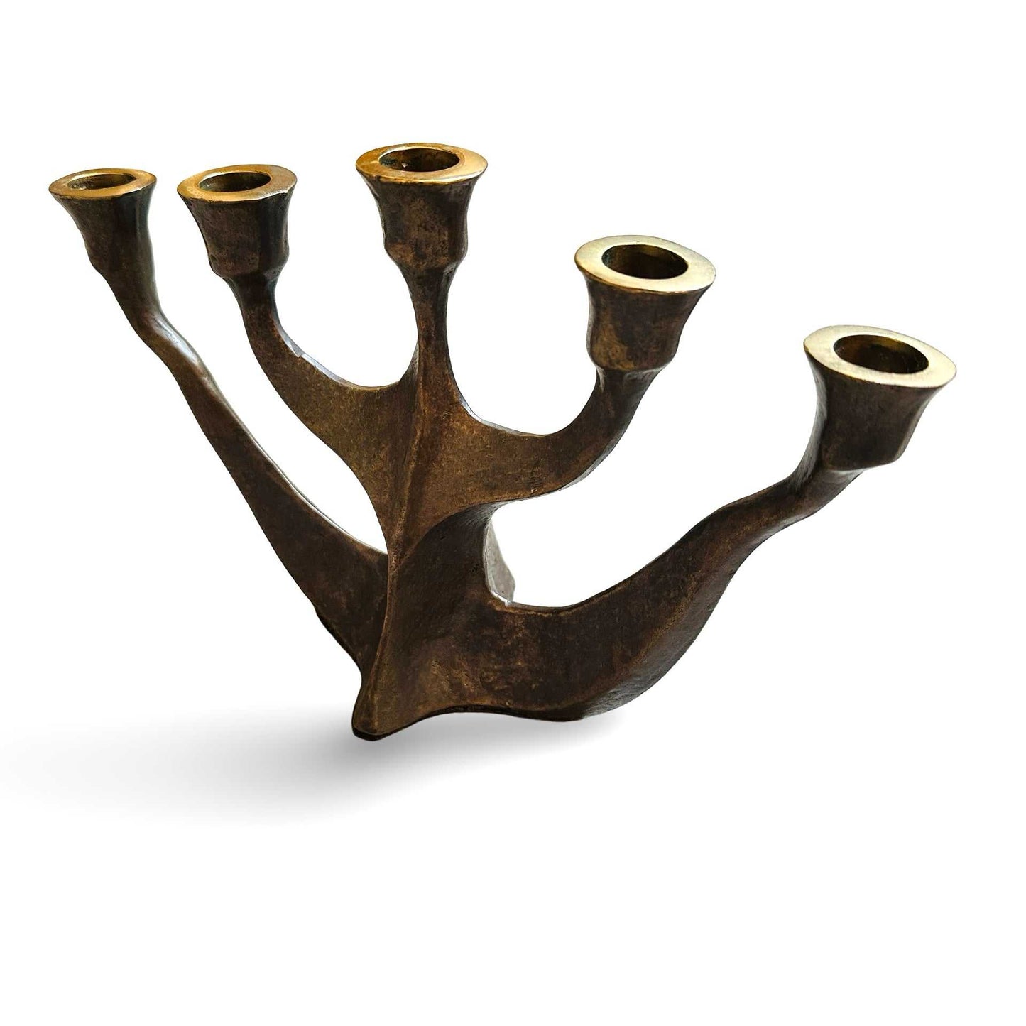 Horst Dahlbeck Brutalist Bronze Kerzenständer 1960er mit Gilde Aufkleber und Filzboden