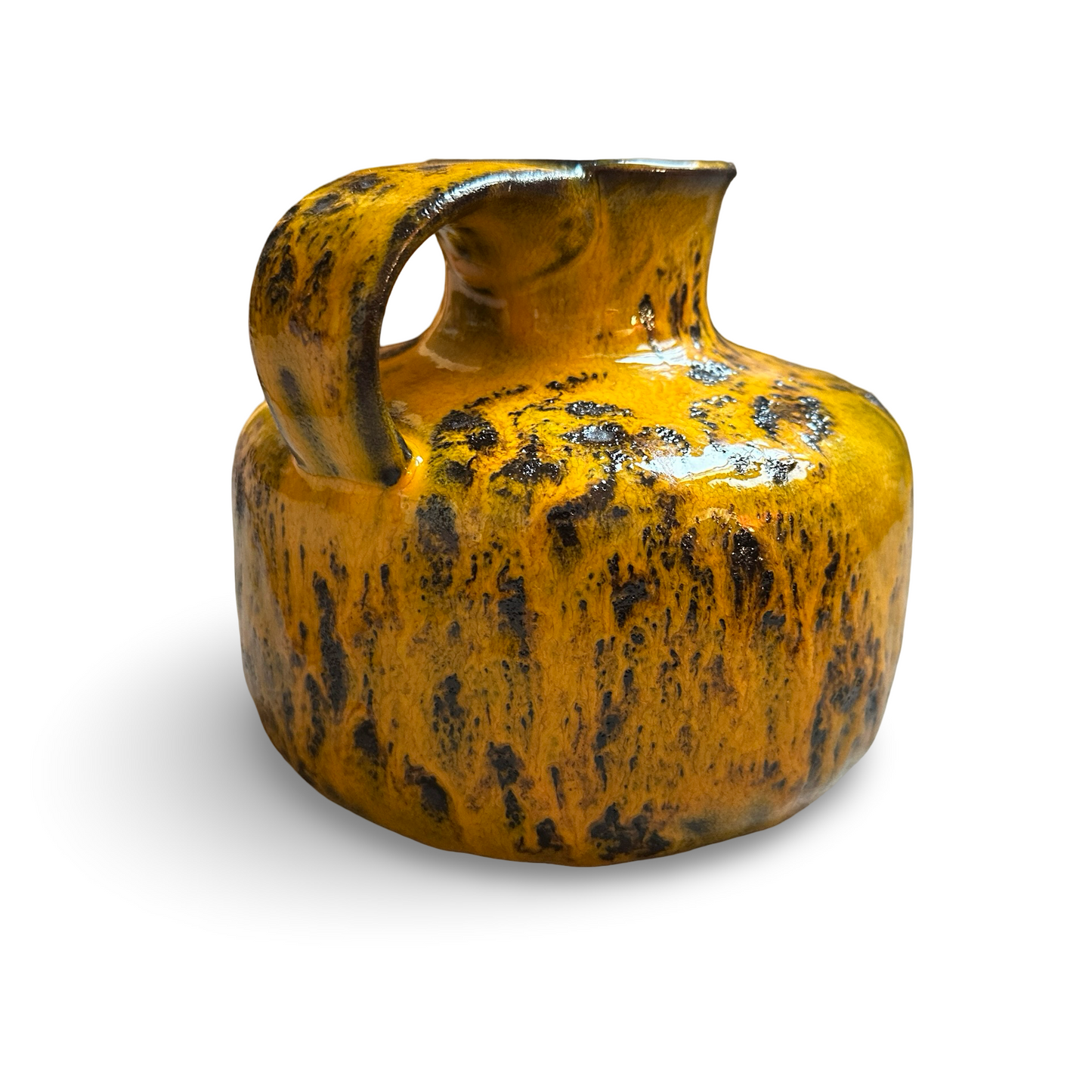 Gräflich Ortenburg Krugvase Modell 619 in gelb-orange Fat-Lava Glasur von Ursula Beyrau, 1960er Jahre