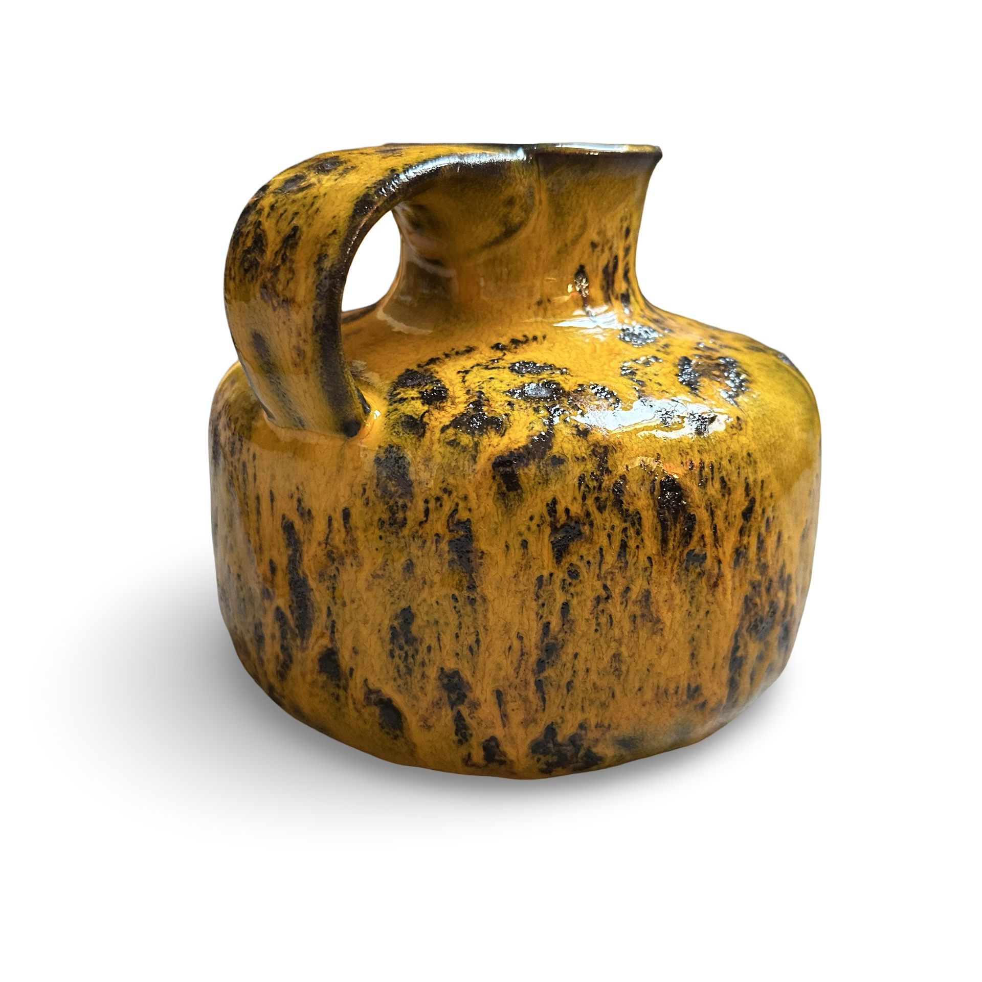 Gräflich Ortenburg Krugvase Modell 619 in gelb-orange Fat-Lava Glasur von Ursula Beyrau, 1960er Jahre