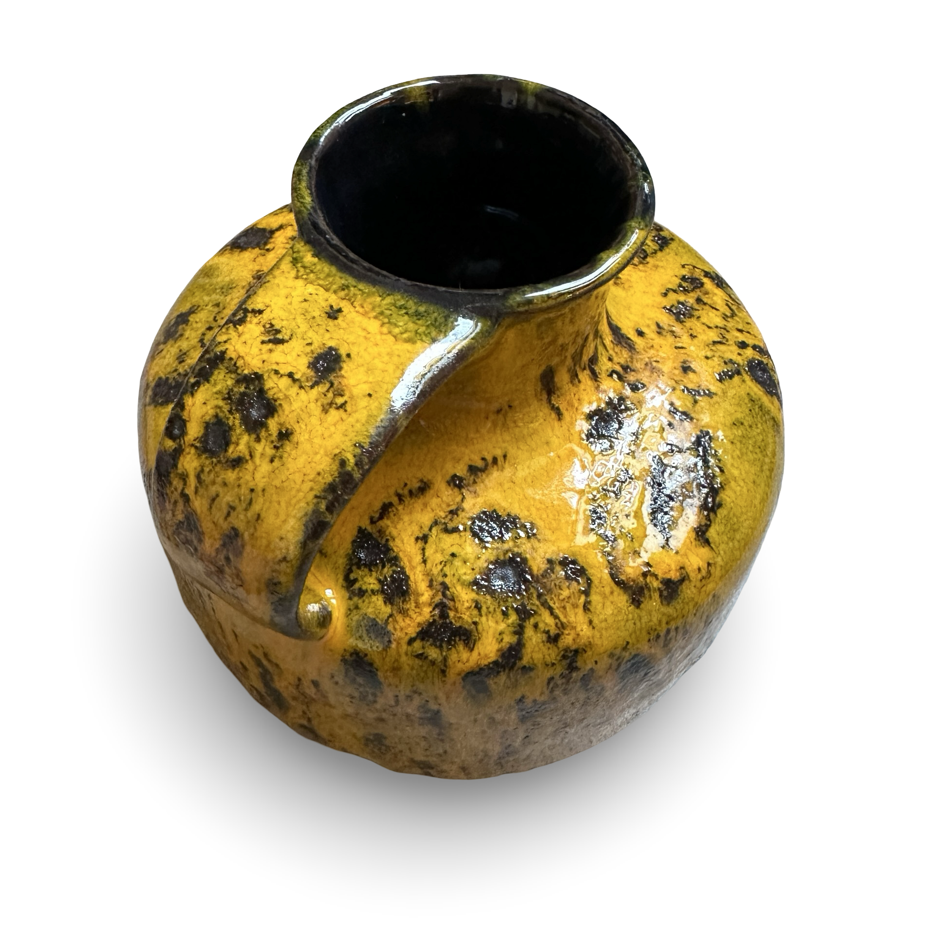 Gelb-orange Gräflich Ortenburg Krugvase Modell 619 mit Fat-Lava-Glasur von Ursula Beyrau, 1960er Jahre