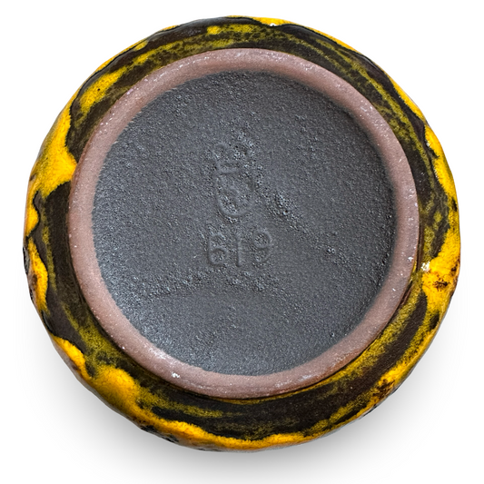 Gräflich Ortenburg Krugvase Modell 619 mit gelb-orange Fat-Lava Glasur von Ursula Beyrau aus den 1960er/70er Jahren