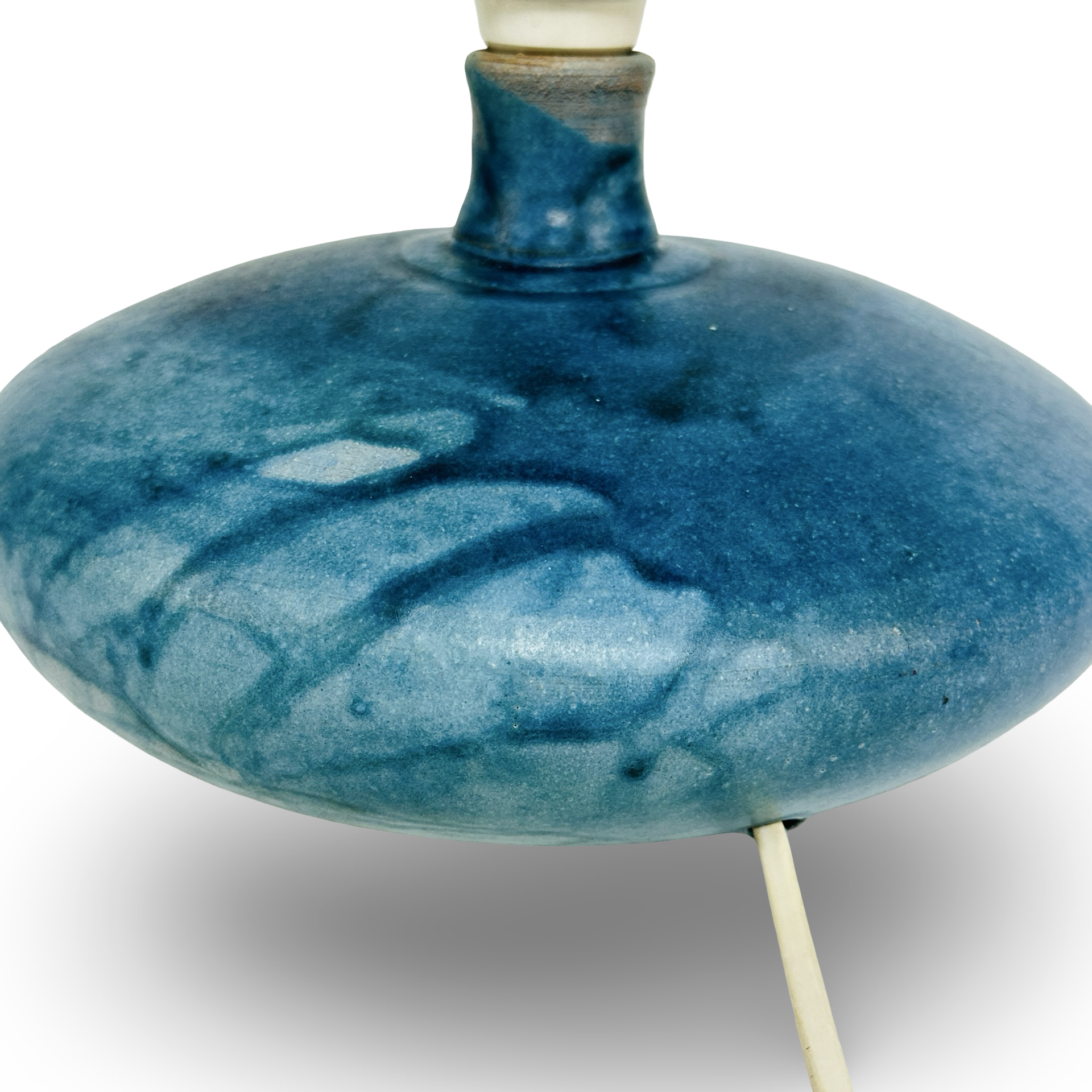 Vallauris Türkis-Keramikleuchte in UFO-Form mit Laufglasur aus den 1970er/80er Jahren