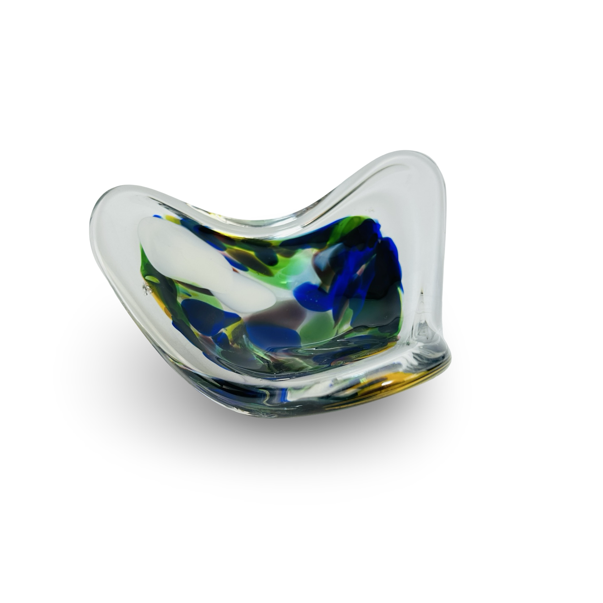 Murano Tutti Frutti bunte Dreieckschale aus den 1960er Jahren mit farbigen Glasfragmenten