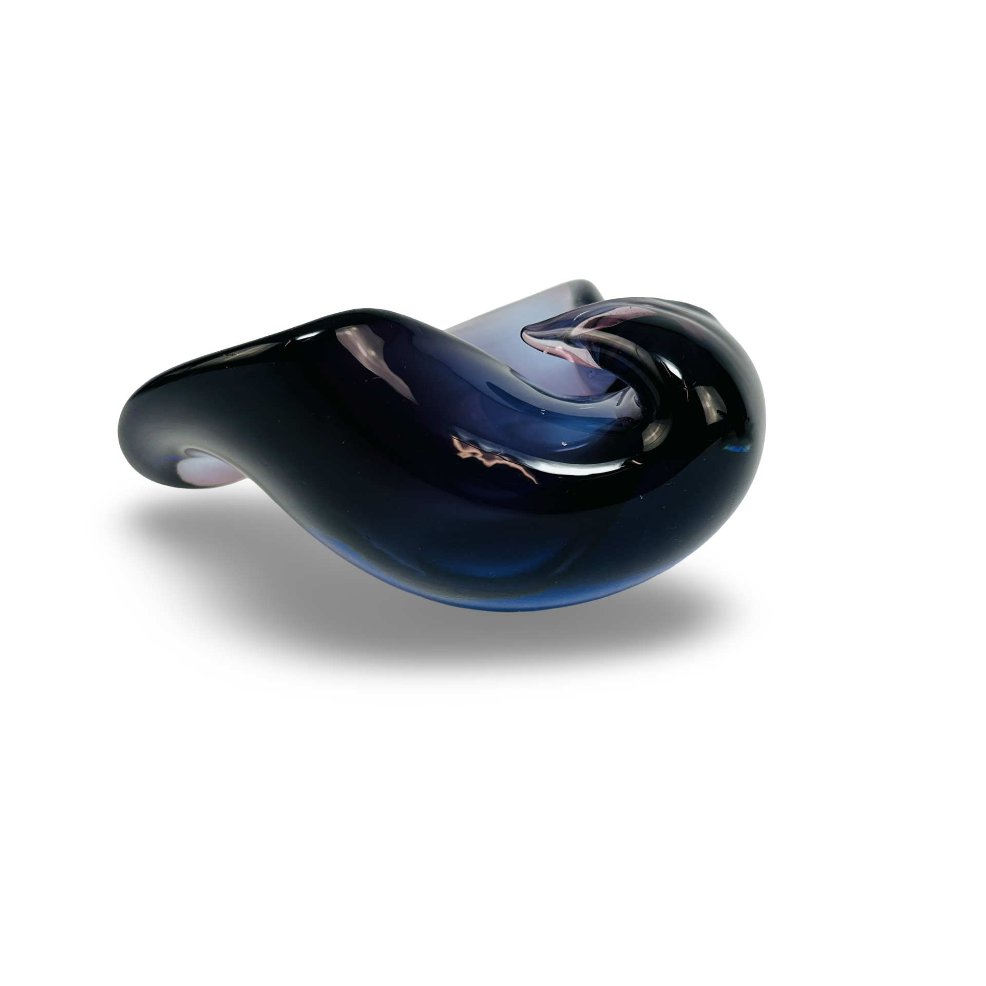 Murano Sommerso Schale aus Kobalt und Amethyst mit Wellenkämmen im Seguso-Stil der 1960er/70er Jahre