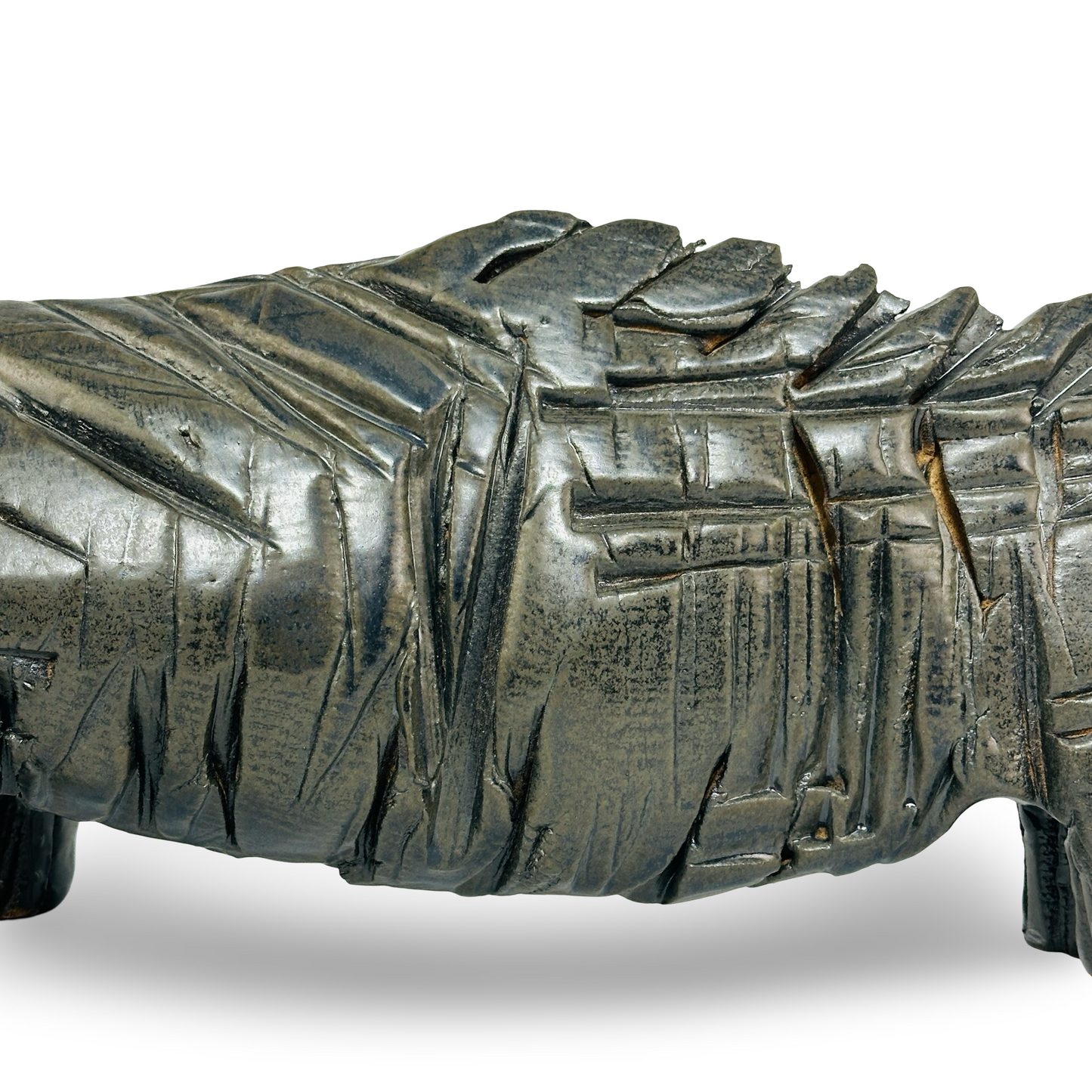 Monumentale Studiokeramik Skulptur Rhinozeros aus französischem Grès, signiert Mosset, 1970er/80er Jahre