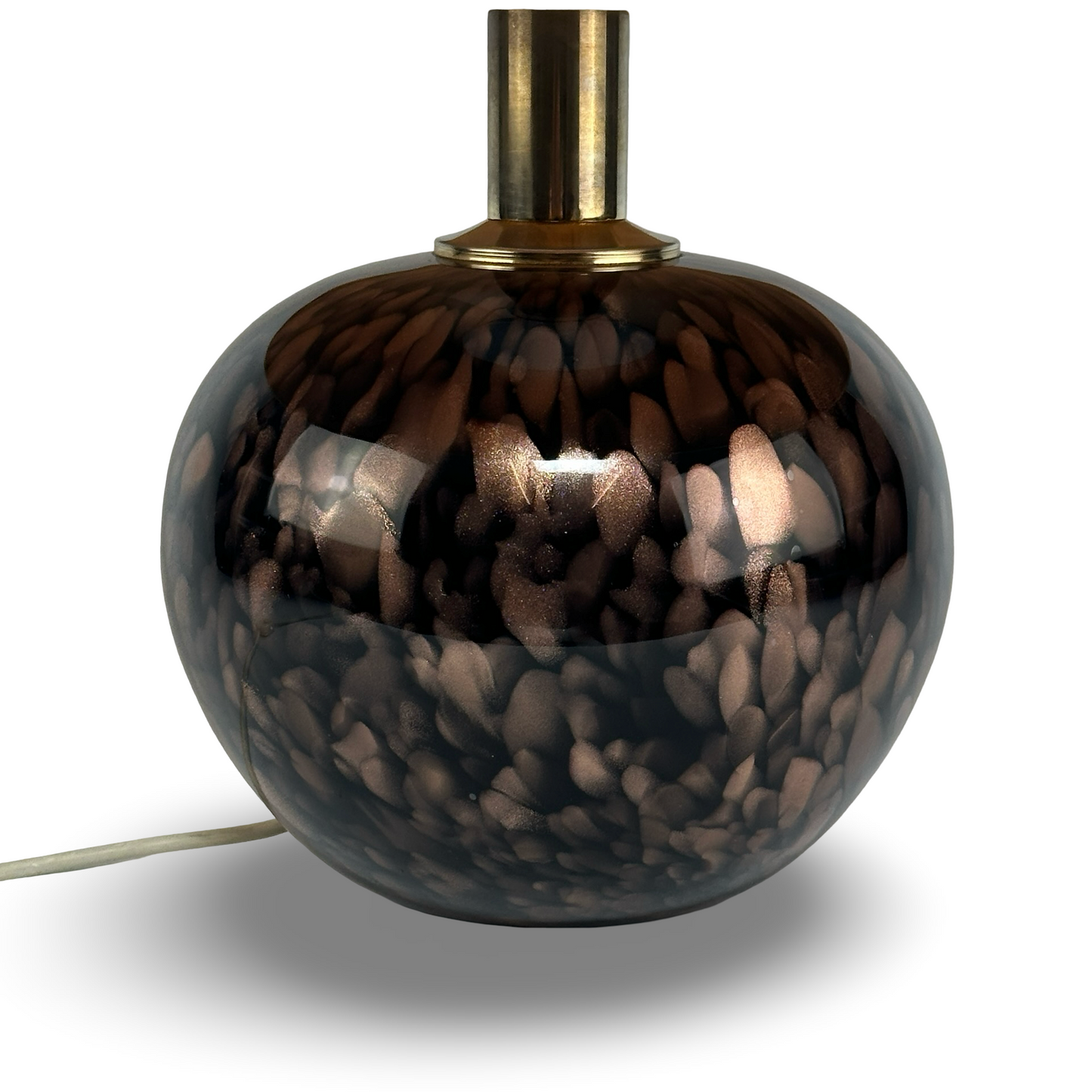 V. Nason & C. Murano Avventurina Kugel-Tischlampe aus schwarzem Glas mit Kupfer-Aventurin, Vintage 1970er/80er