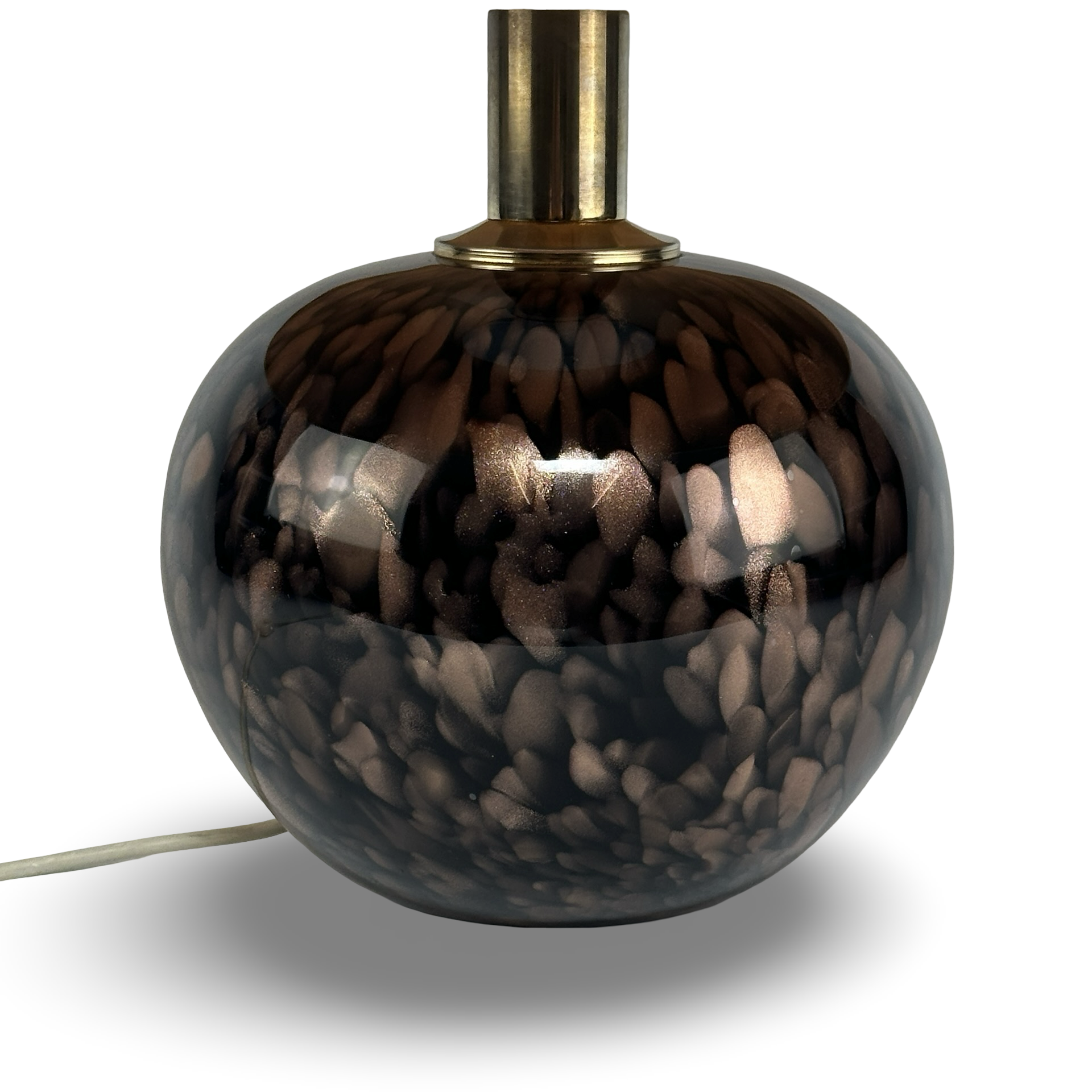 V. Nason & C. Murano Avventurina Kugel-Tischlampe aus schwarzem Glas mit Kupfer-Aventurin, Vintage 1970er/80er