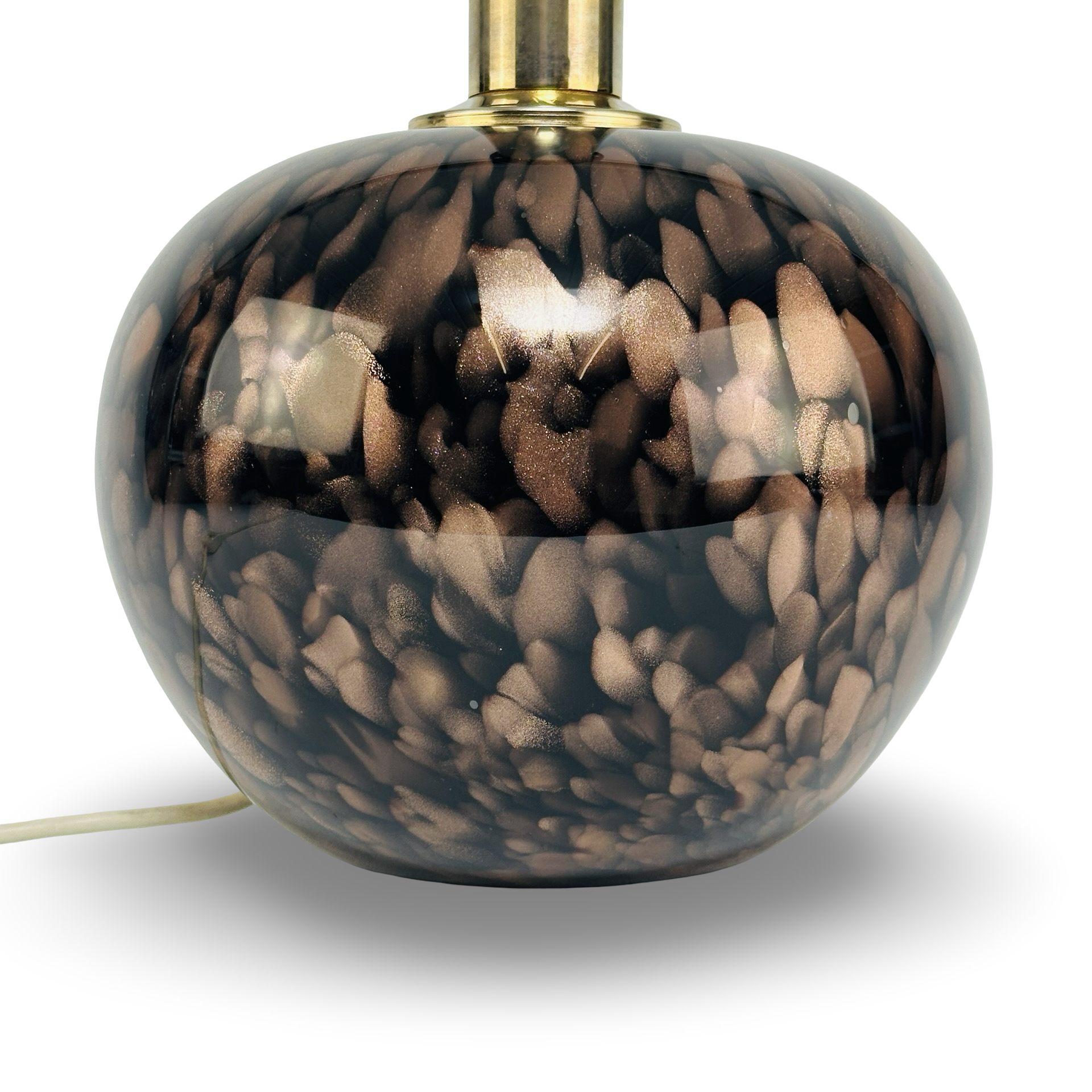 V. Nason & C. Murano Avventurina Kugel-Tischlampe aus schwarzem Glas mit Kupfer-Aventurin, vintage Muranoglasleuchte der 1970er/80er Jahre