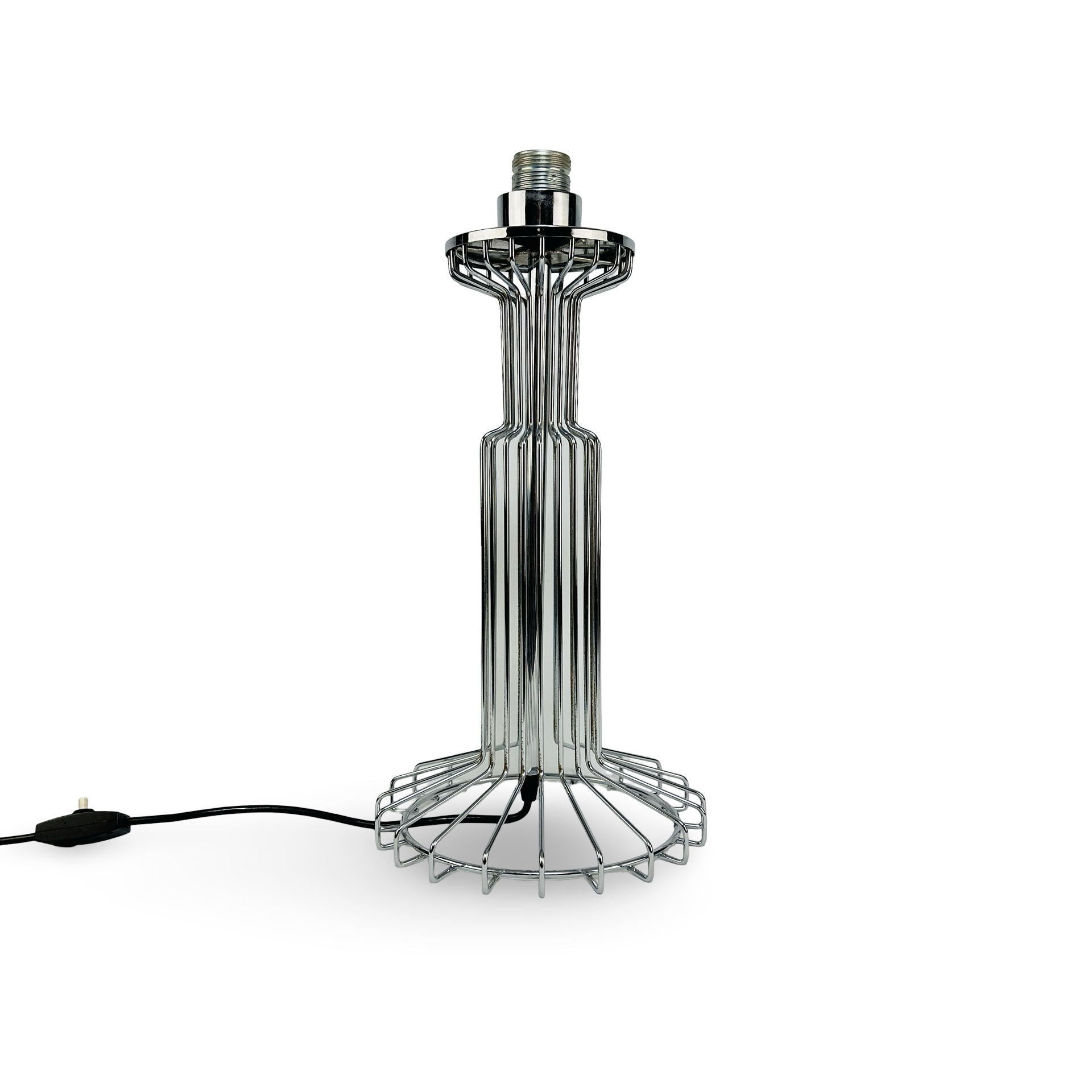 Chrom-Draht-Käfig Tischlampe im Space Age Stil von Max Sauze, Frankreich/Italien 1970er Jahre