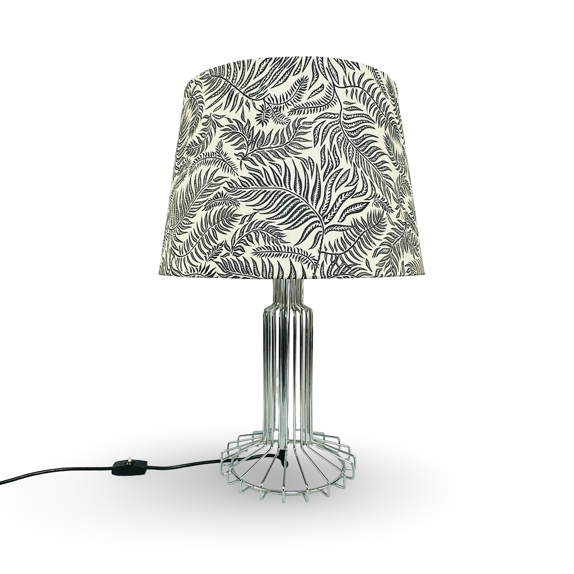 Chrom-Draht-Käfig Tischlampe im Space Age Stil von Max Sauze 1970er Frankreich/Italien