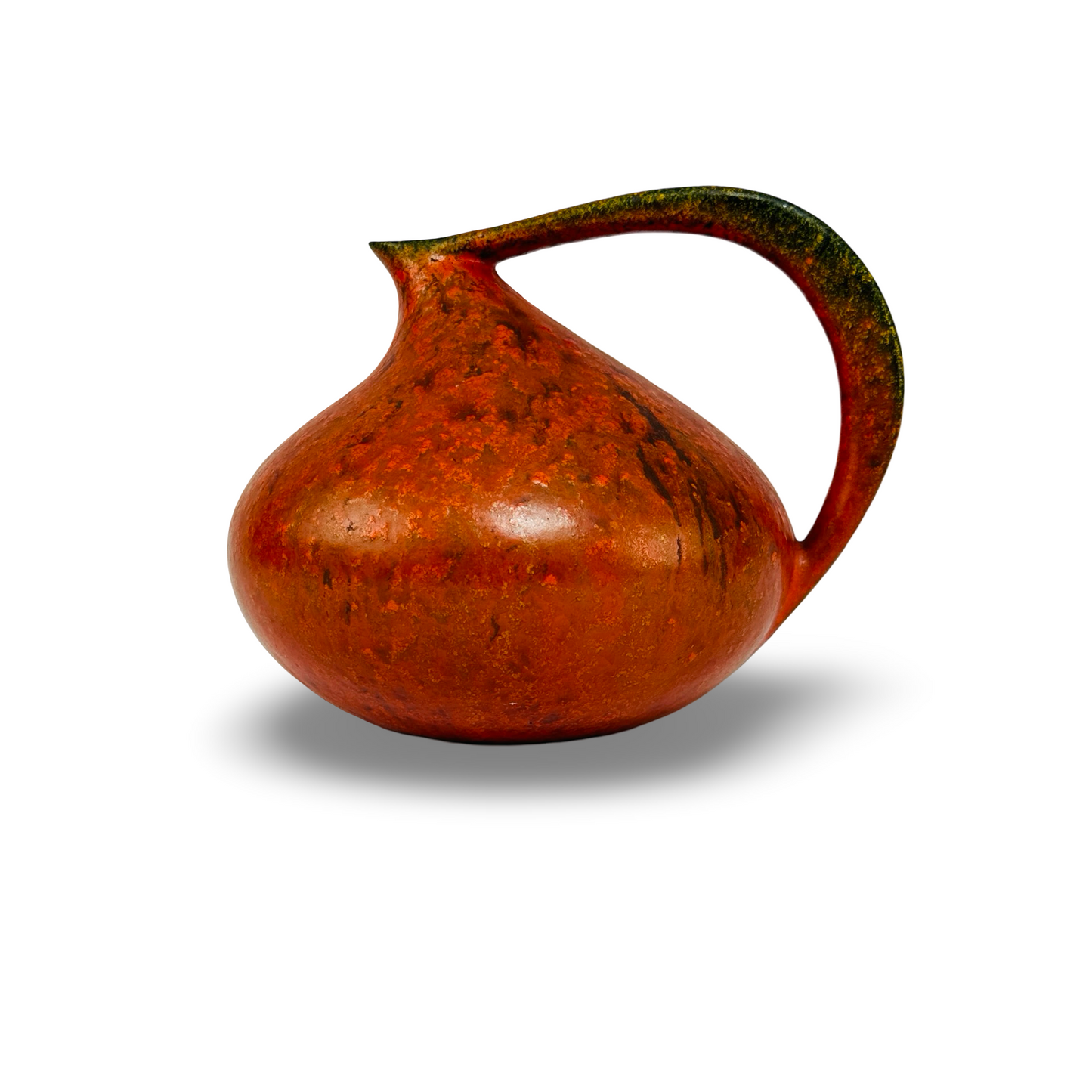 Ruscha 313 Henkelvase „Vulkano“ in leuchtendem Orange-Rot mit Lava-Dekor von Kurt Tschörner, 1960er Fat Lava Keramik