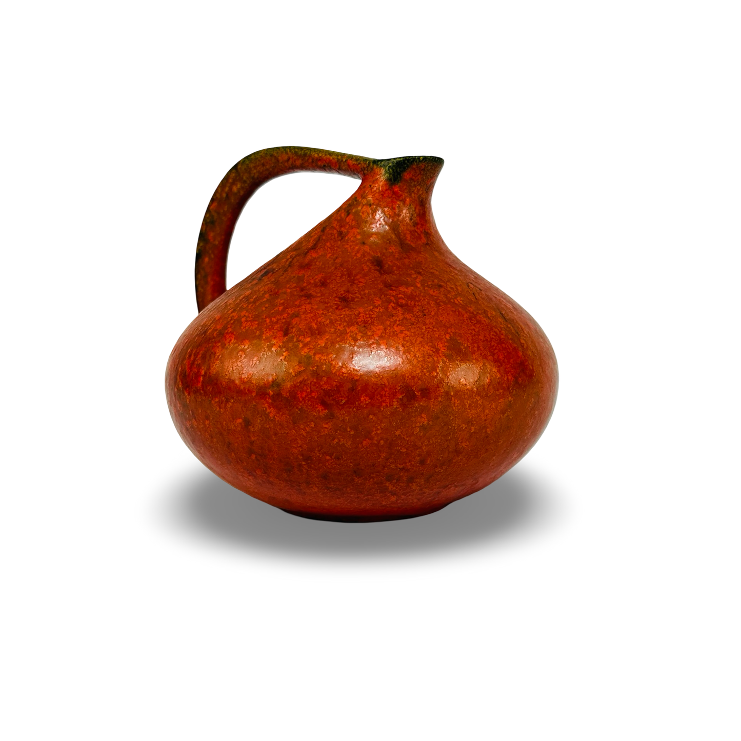 Ruscha 313 Henkelvase "Vulkano" mit orangeroter Fat Lava Glasur von Kurt Tschörner, 1960er Jahre