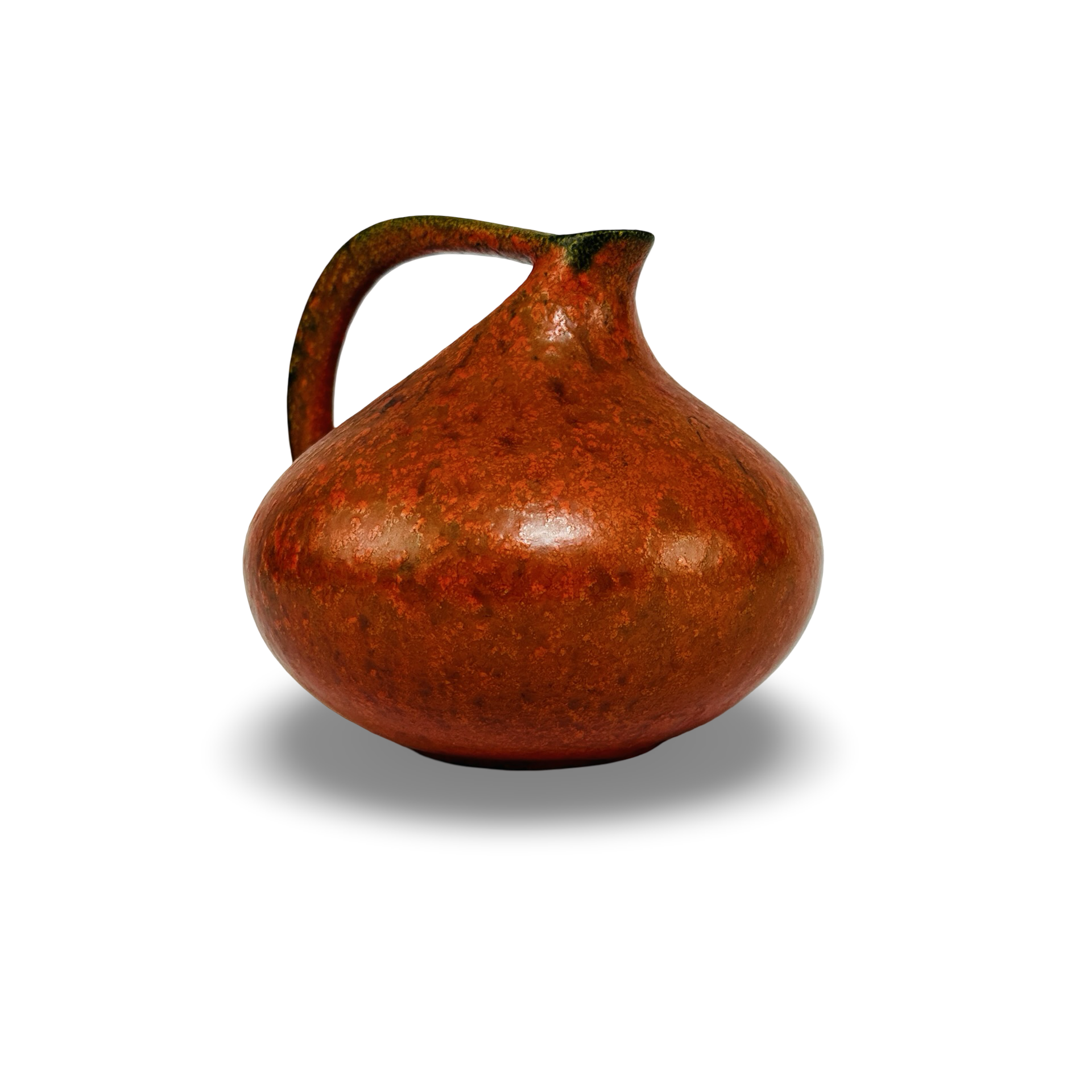 Ruscha 313 Henkelvase "Vulkano" mit orangeroter Fat Lava Glasur von Kurt Tschörner, 1960er Jahre