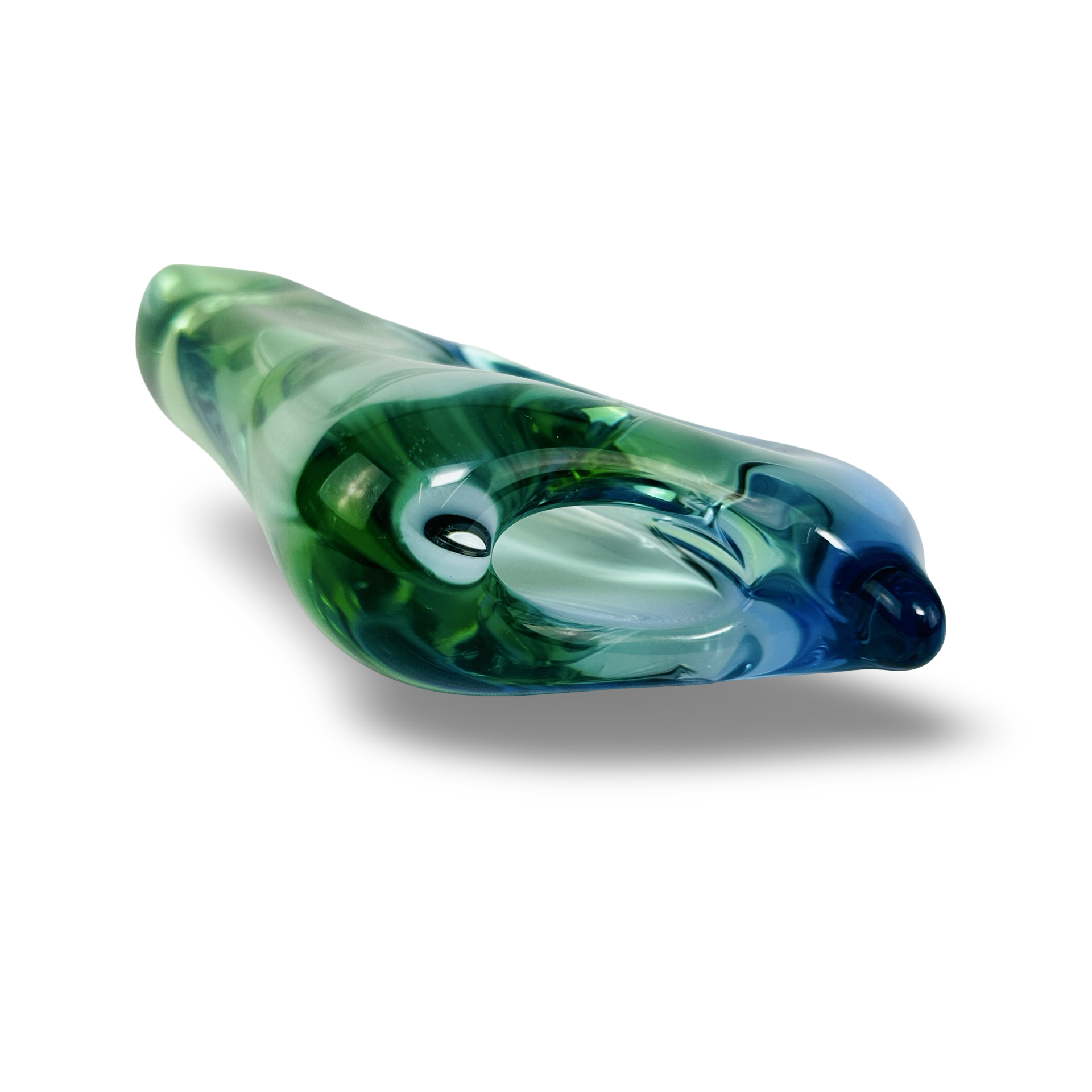 Emanuel Beránek Freeform-Vase Modell 5987 aus Uranglas, 1959, türkisgrün mit fluoreszierender Oberfläche