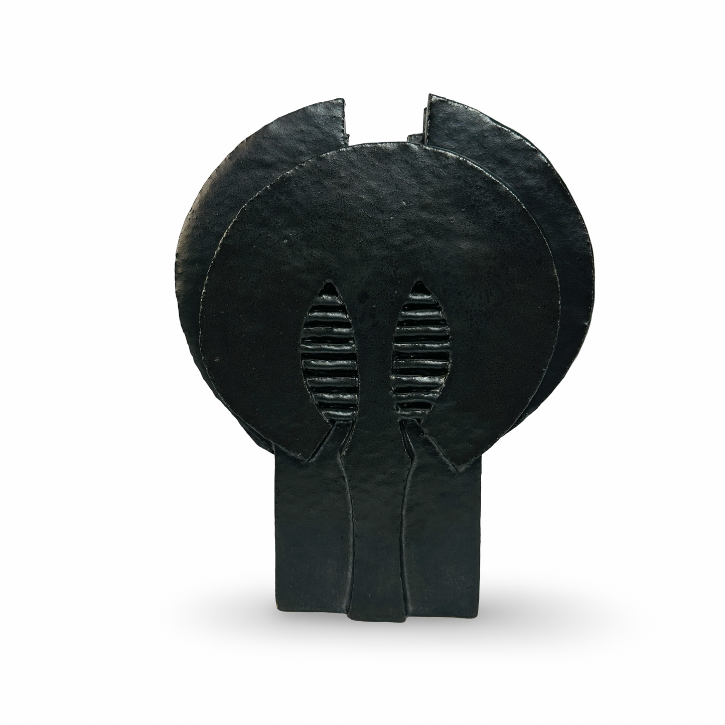 Abstrakte Studiokeramik-Skulptur aus schwarz glasierter Keramik im Perignem-Stil der 1970er Jahre, Belgien