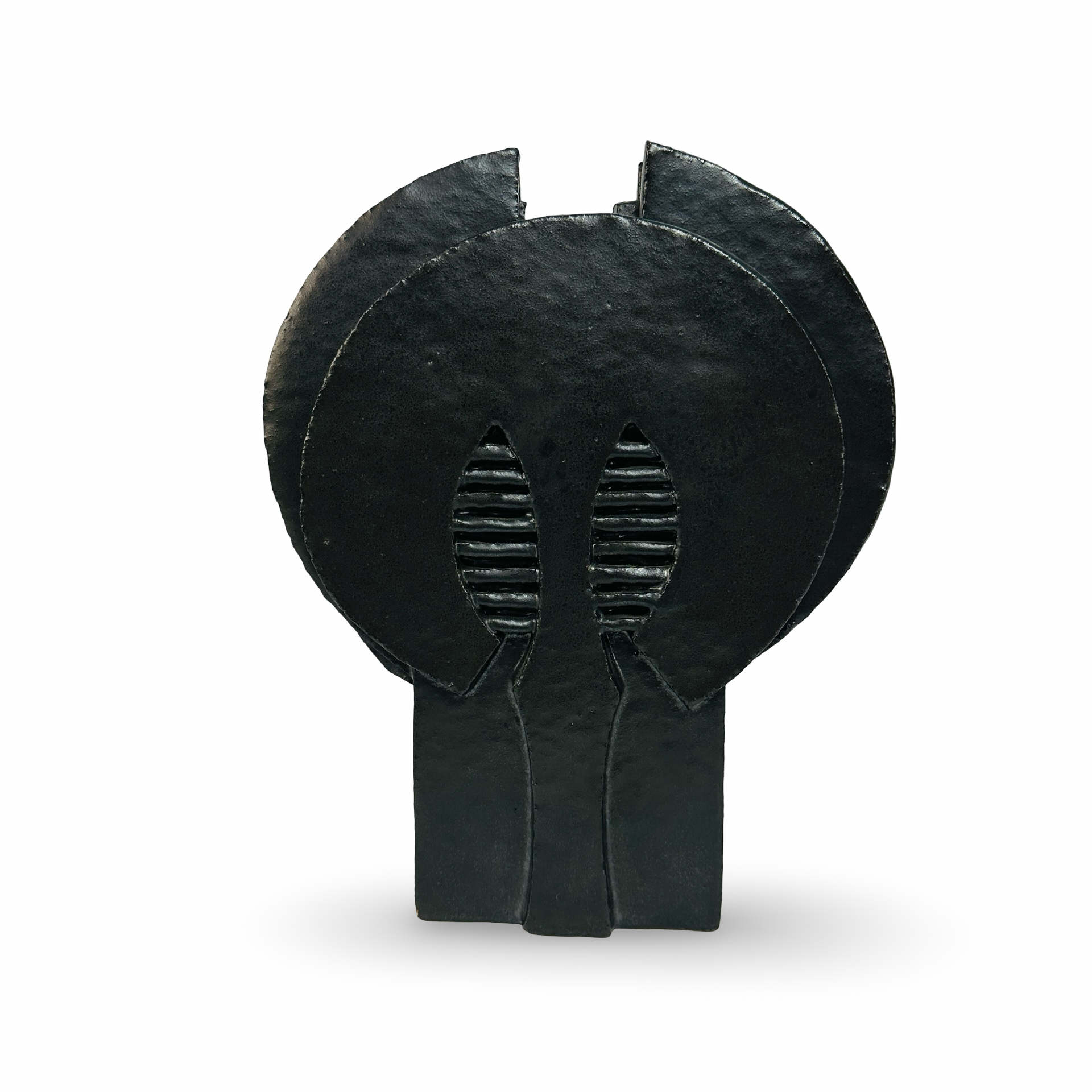 Abstrakte Studiokeramik-Skulptur aus schwarz glasierter Keramik im Perignem-Stil der 1970er Jahre, Belgien