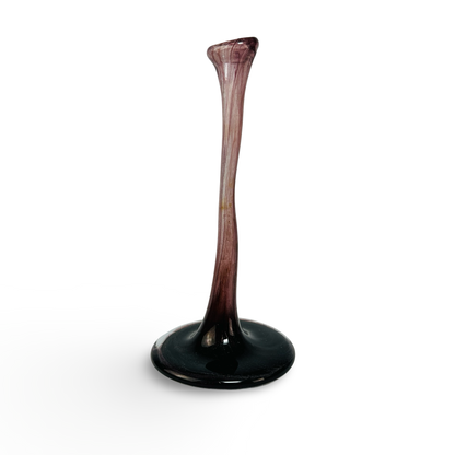 Seitenansicht der marmorierten Soliflore-Vase aus Glas mit langem schmalem Hals, Mitte 20. Jahrhundert