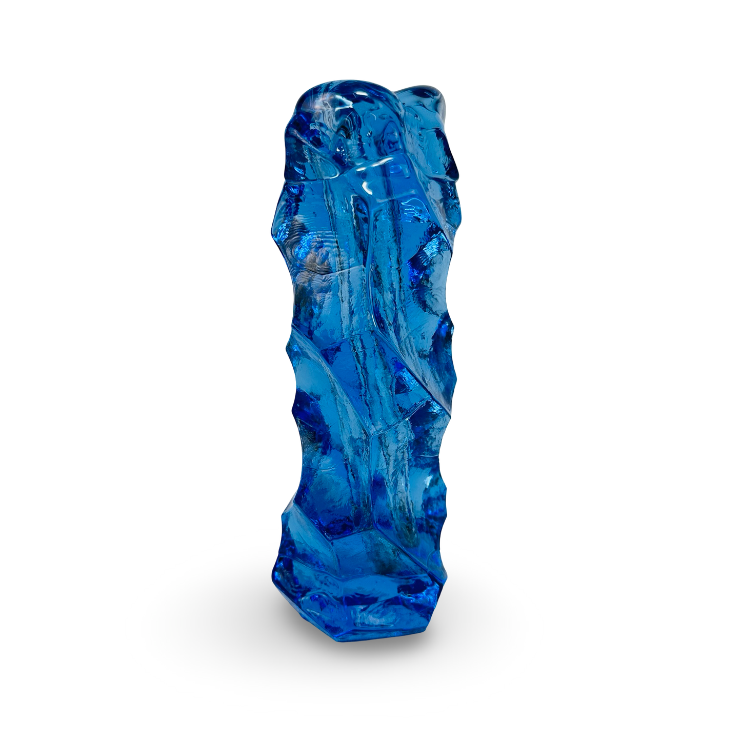 Schwere kobaltblaue Vase mit Reliefmuster vom Åseda Glasbruk aus den 1950er/60er Jahren