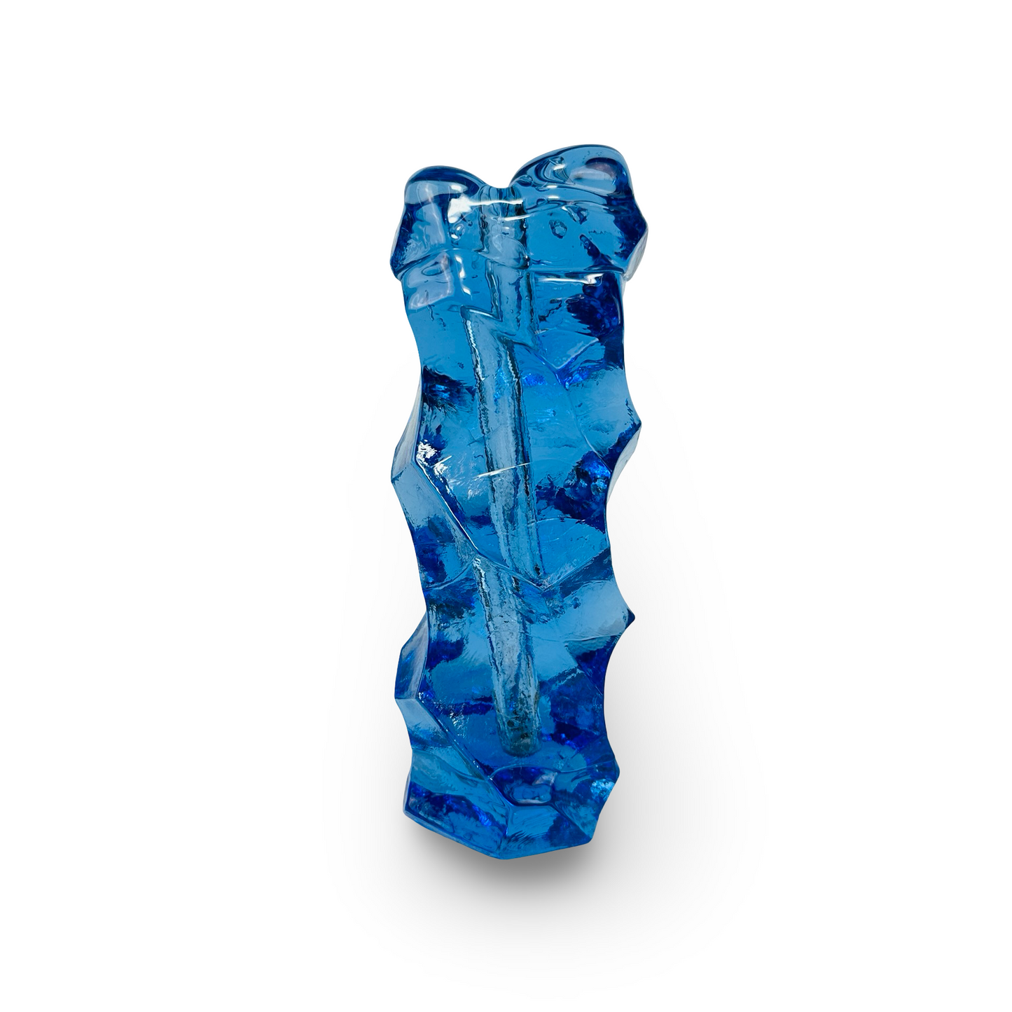 Schwere kobaltblaue Vase mit Reliefmuster vom Åseda Glasbruk, Schweden 1950er/60er Jahre