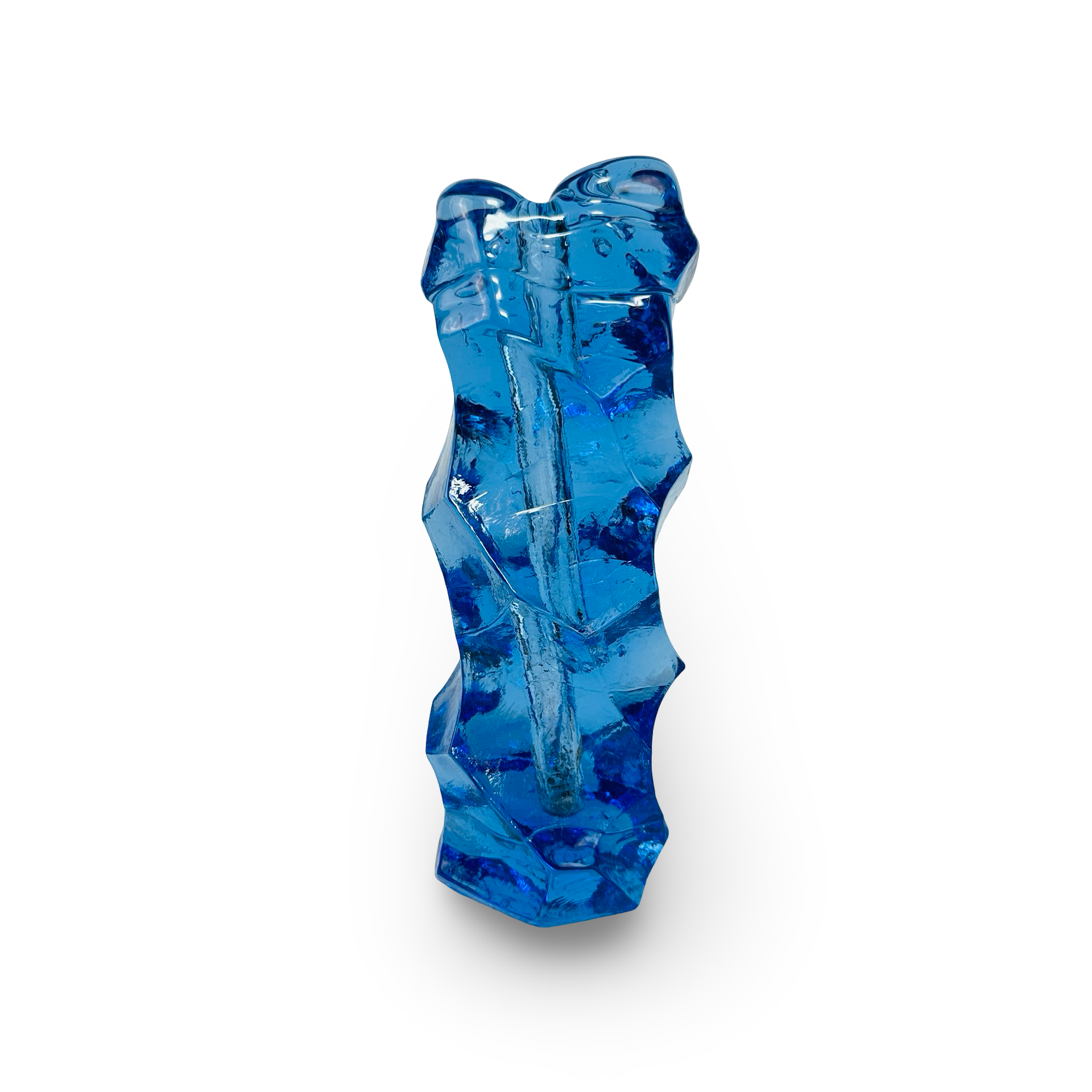 Schwere kobaltblaue Vase mit Reliefmuster vom Åseda Glasbruk, Schweden 1950er/60er Jahre