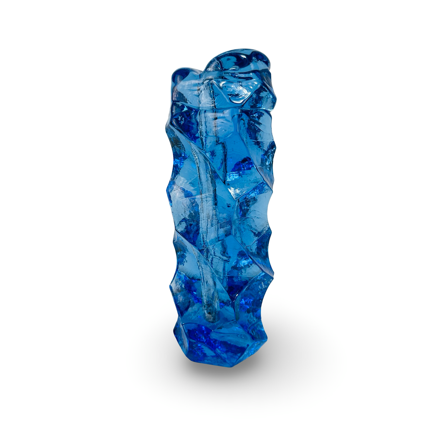 Schwere kobaltblaue Vase aus Åseda Glasbruk mit reliefartigem Baumstumpfmuster aus den 1950er/60er Jahren