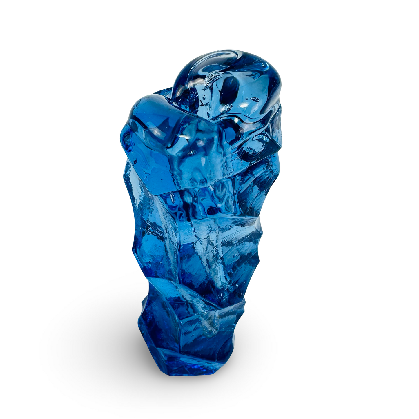 Schwere kobaltblaue Vase Åseda Glasbruk Stubbavas mit Reliefmuster aus den 1950er/60er Jahren, Schweden