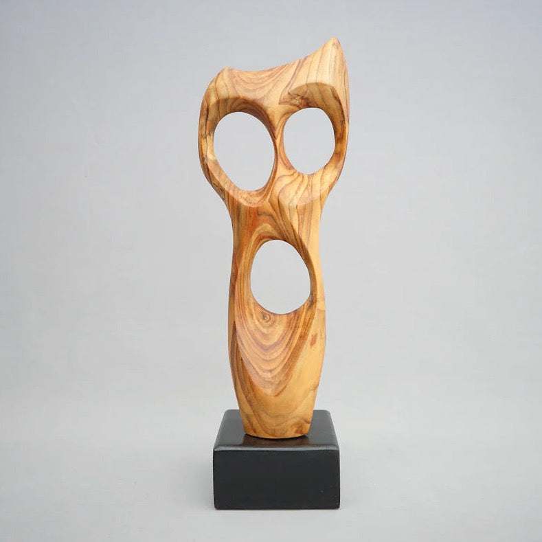 Abstrakte Holz Skulptur, Vintage Kunst 1970er