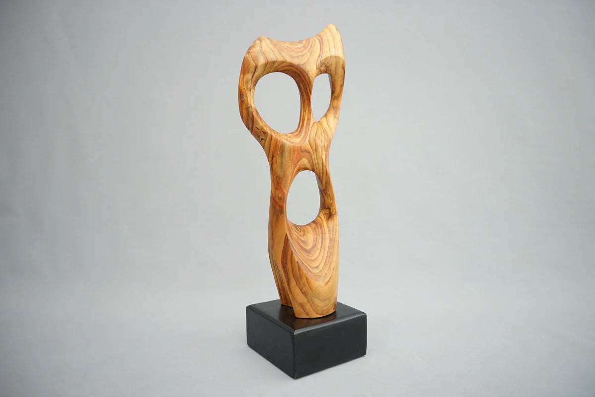 Abstrakte Holz Skulptur, Vintage Kunst 1970er