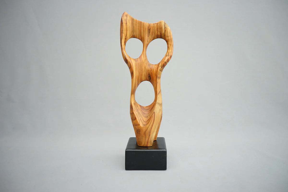 Abstrakte Holz Skulptur, Vintage Kunst 1970er