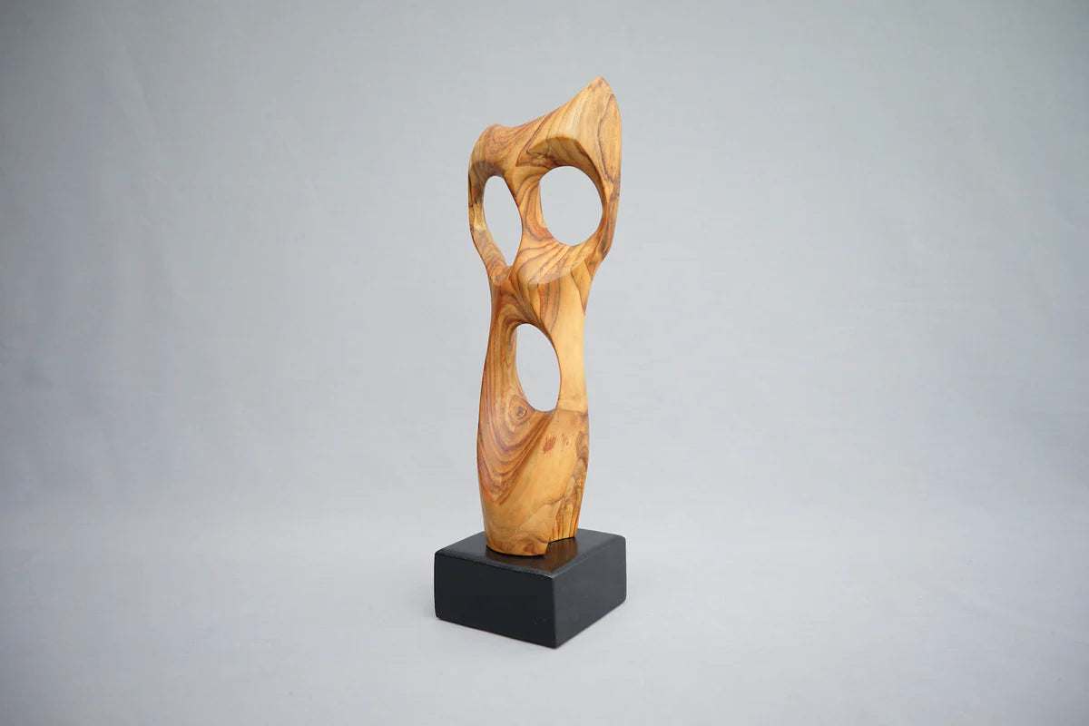 Abstrakte Holz Skulptur, Vintage Kunst 1970er