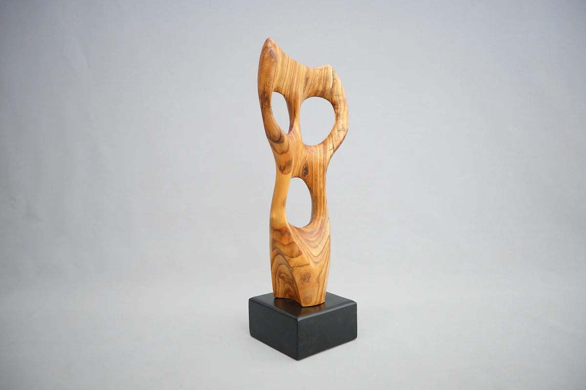 Abstrakte Holz Skulptur, Vintage Kunst 1970er