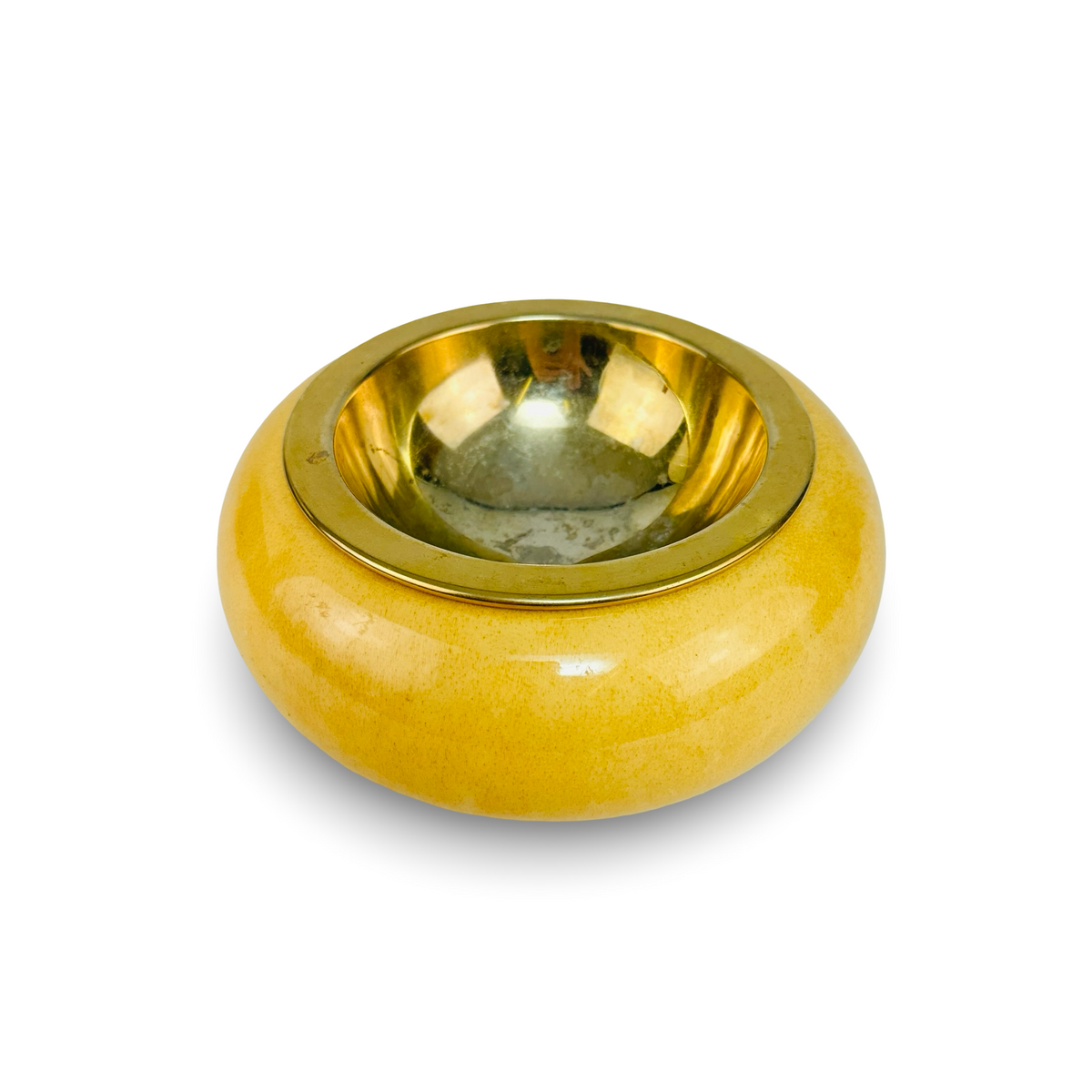 Aldo Tura Aschenbecher mit eingelegter Messingschale, Mid-Century Design aus Italien