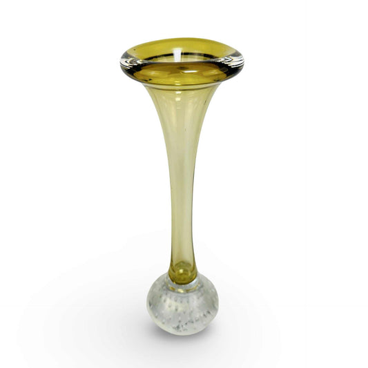 Vintage Solifleur Vase in Bernstein mit Blasenfuß, Åseda Glasbruk Schweden, Gesamtansicht