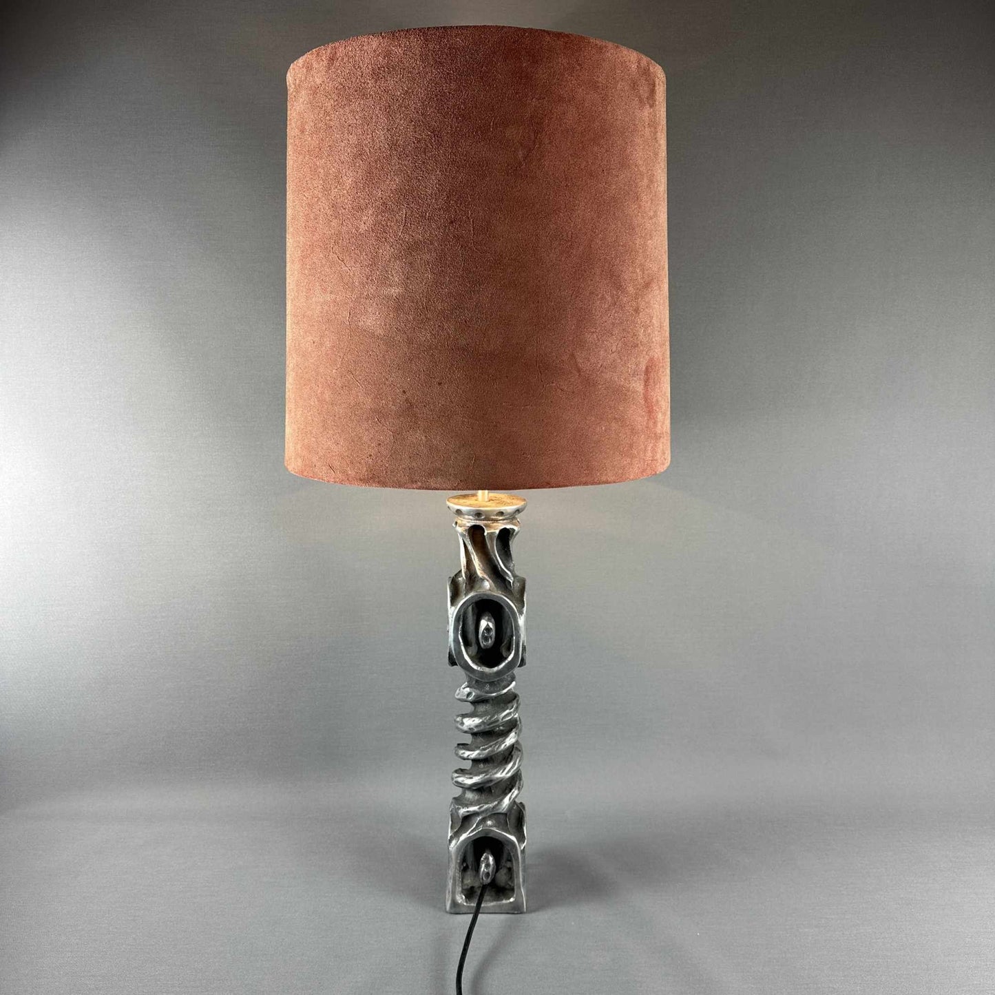 70er Vintage Brutalist Metall Tisch Leuchte Design Mid Century 60er