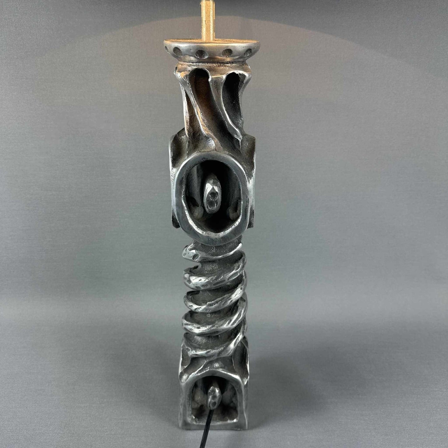 70er Vintage Brutalist Metall Tisch Leuchte Design Mid Century 60er
