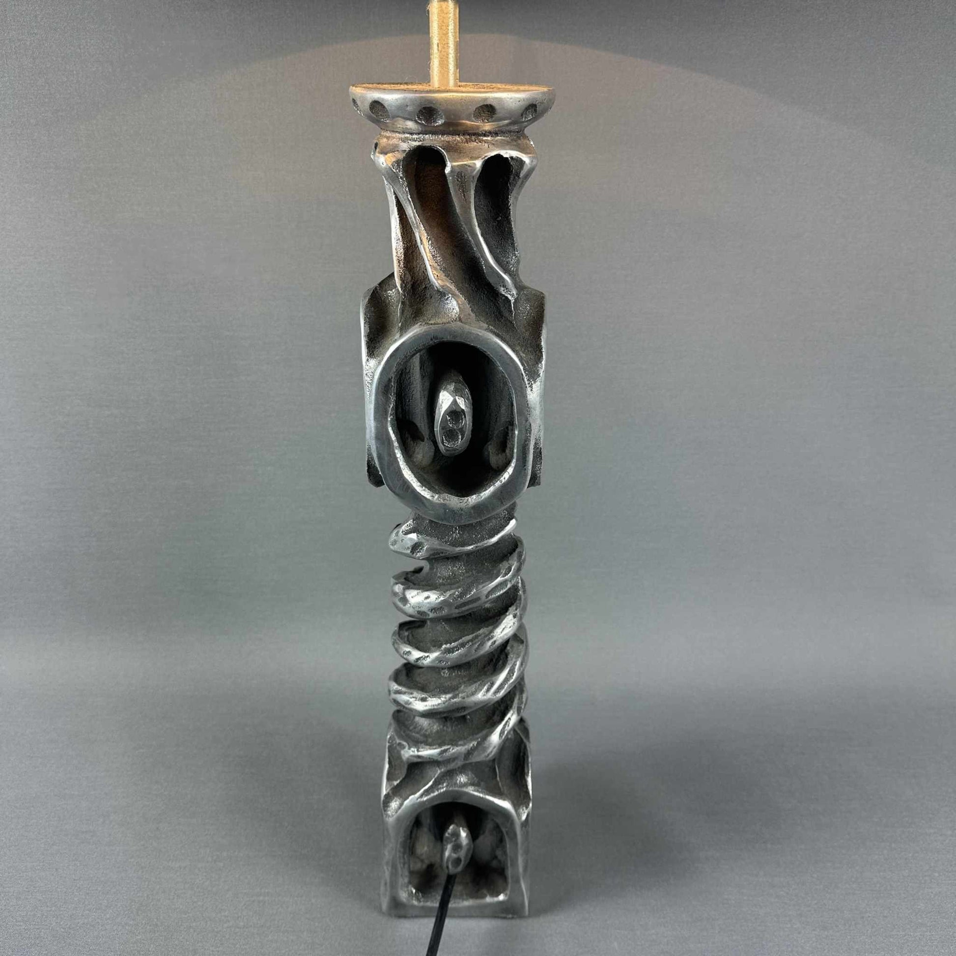 70er Vintage Brutalist Metall Tisch Leuchte Design Mid Century 60er