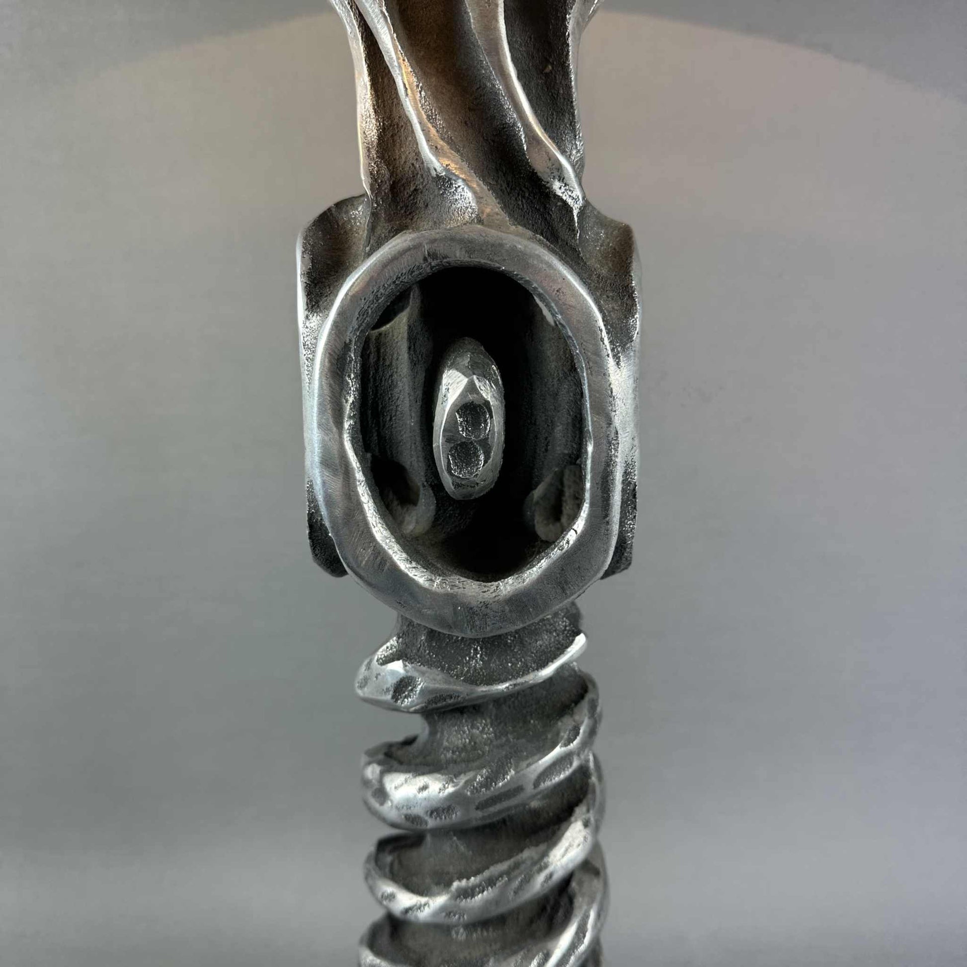 70er Vintage Brutalist Metall Tisch Leuchte Design Mid Century 60er