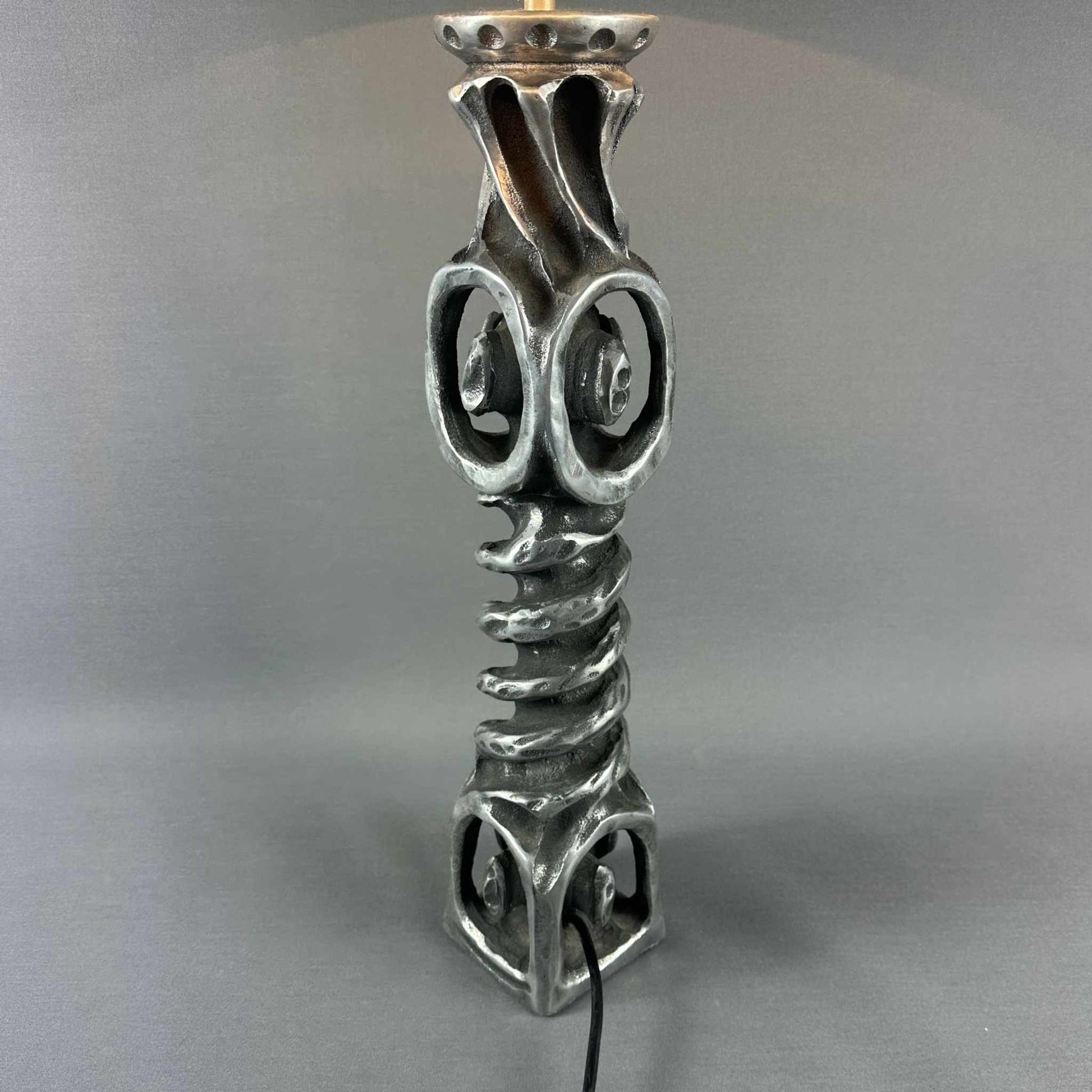 70er Vintage Brutalist Metall Tisch Leuchte Design Mid Century 60er