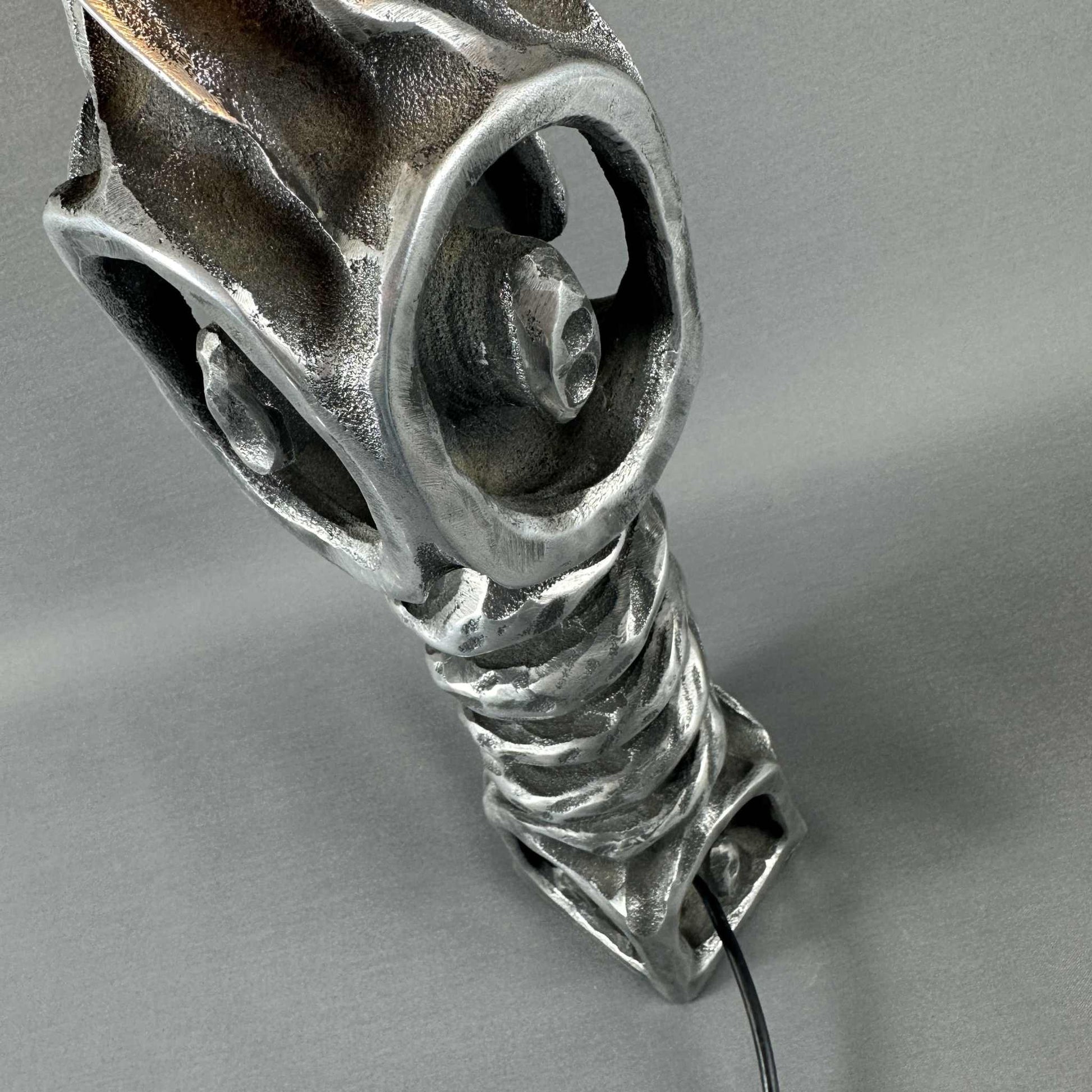 70er Vintage Brutalist Metall Tisch Leuchte Design Mid Century 60er