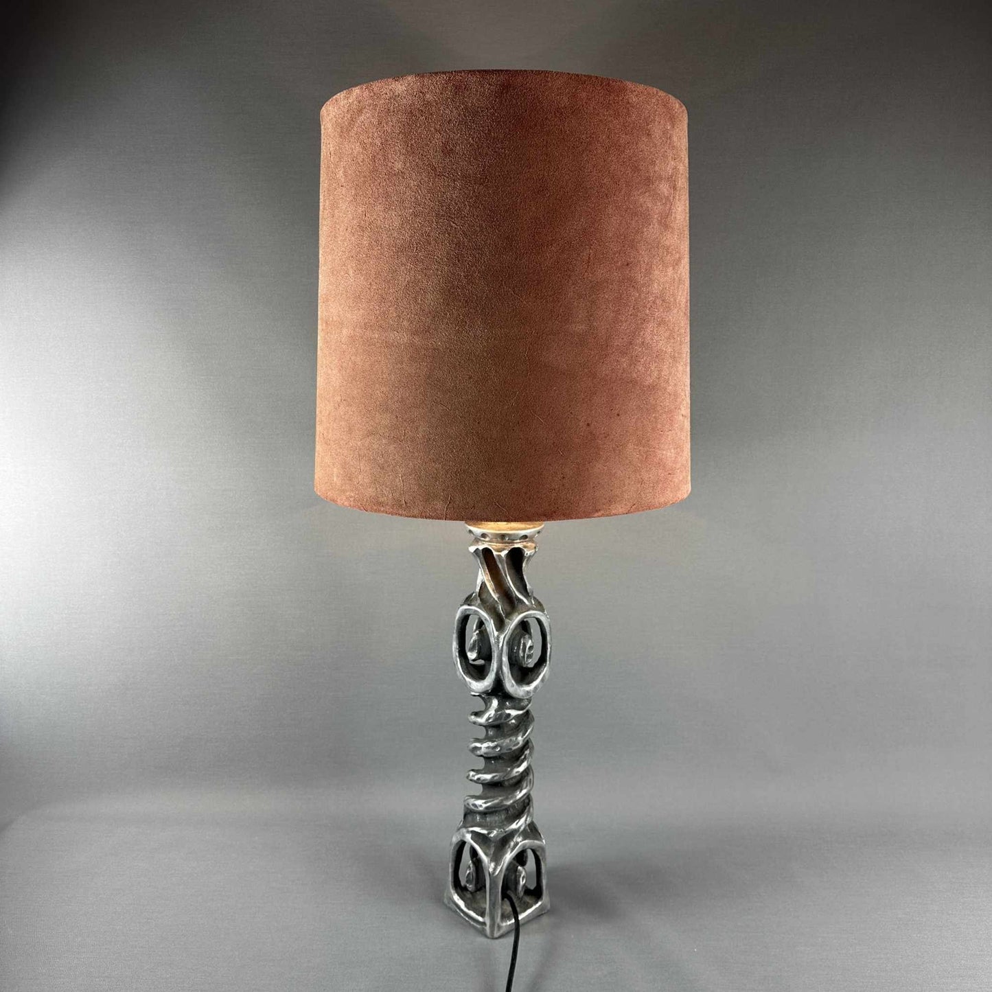 70er Vintage Brutalist Metall Tisch Leuchte Design Mid Century 60er