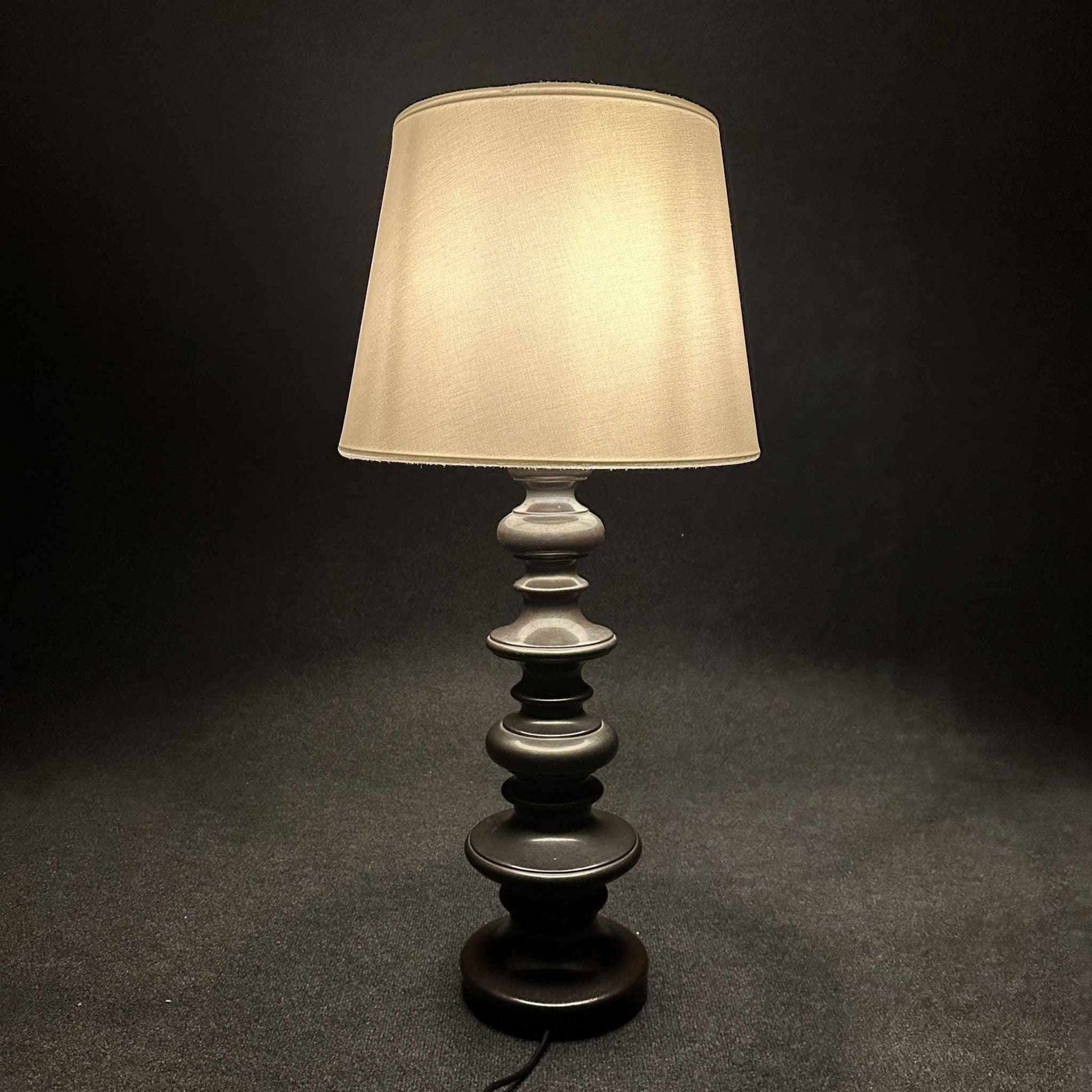 Braune Keramik Tischleuchte 1970er Design Mid Century Vintage
