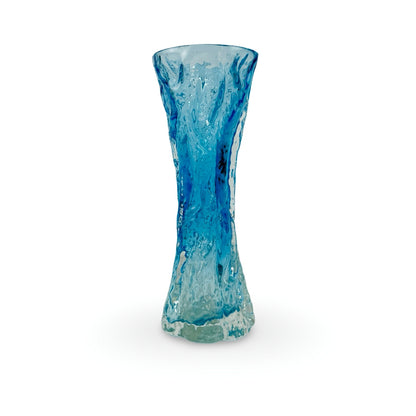 Ingrid Glas Borkenglas-Vase, blau, Sanduhrform, Frontansicht