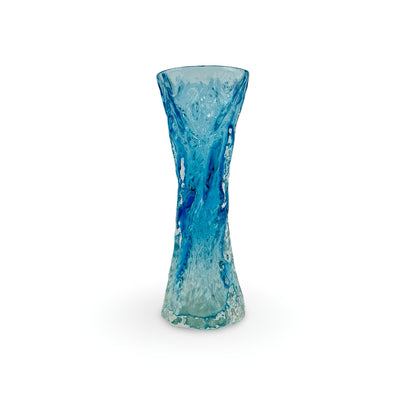 Ingrid Glas Borkenglas-Vase, blau, Sanduhrform, Frontansicht zweite Seite