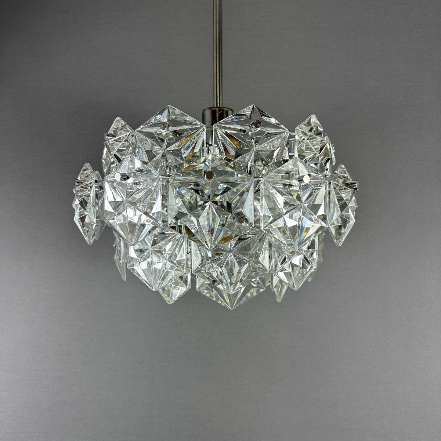 Kinkeldey Silber Kronleuchter mit 36 Kristallglas-Elementen, 1970er Vintage Design