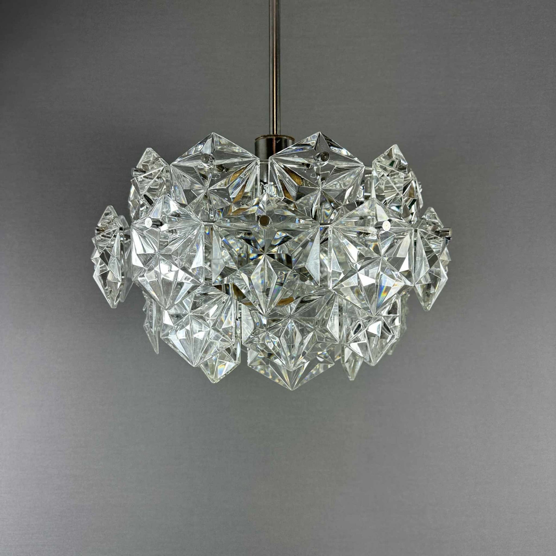 Kinkeldey Silber Kronleuchter mit 36 Kristallglas-Elementen, 1970er Vintage Design