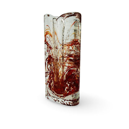 Marsberger Blockglas Vase, seitliche Schrägansicht mit Blick auf die Glasstärke