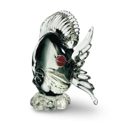 Murano Glasfisch mit Originaletikett Made in Murano Italy, seitliche Schrägansicht