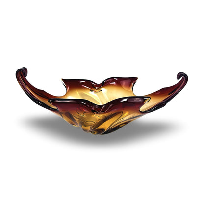 Amber Murano bowl with ruby red casing, view slightly from above