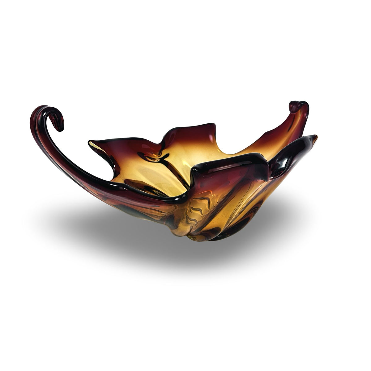 Murano Sommerso bowl 1960s/70s, three-quarter view with both scroll ends